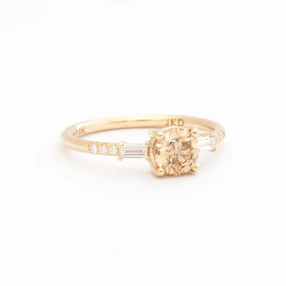 Champagne Diamond Melody Baguette Equilibrium Ring - Image 4
