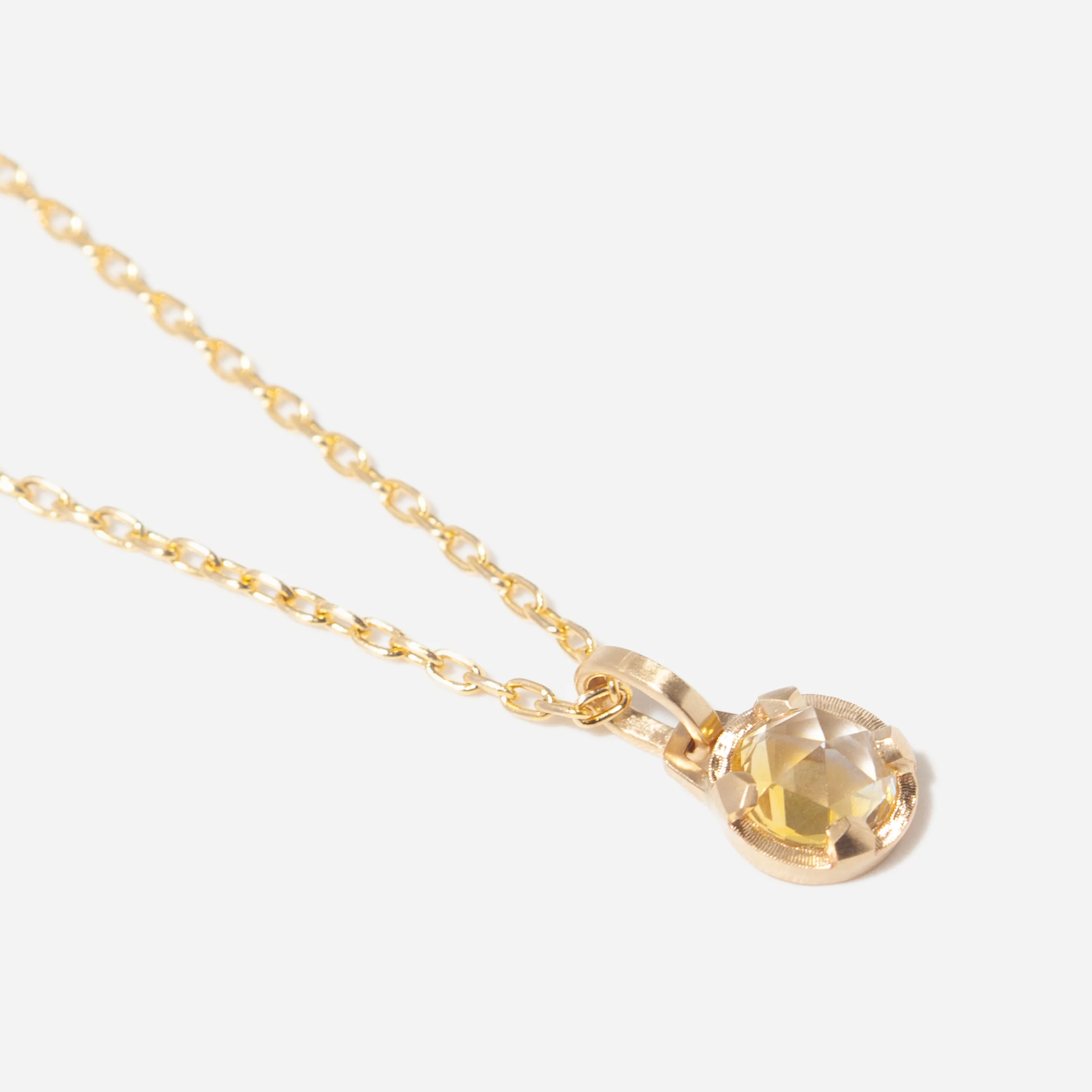 0.95 ct Rose-Cut Yellow Montana Sapphire Orb Pendant - Image 2