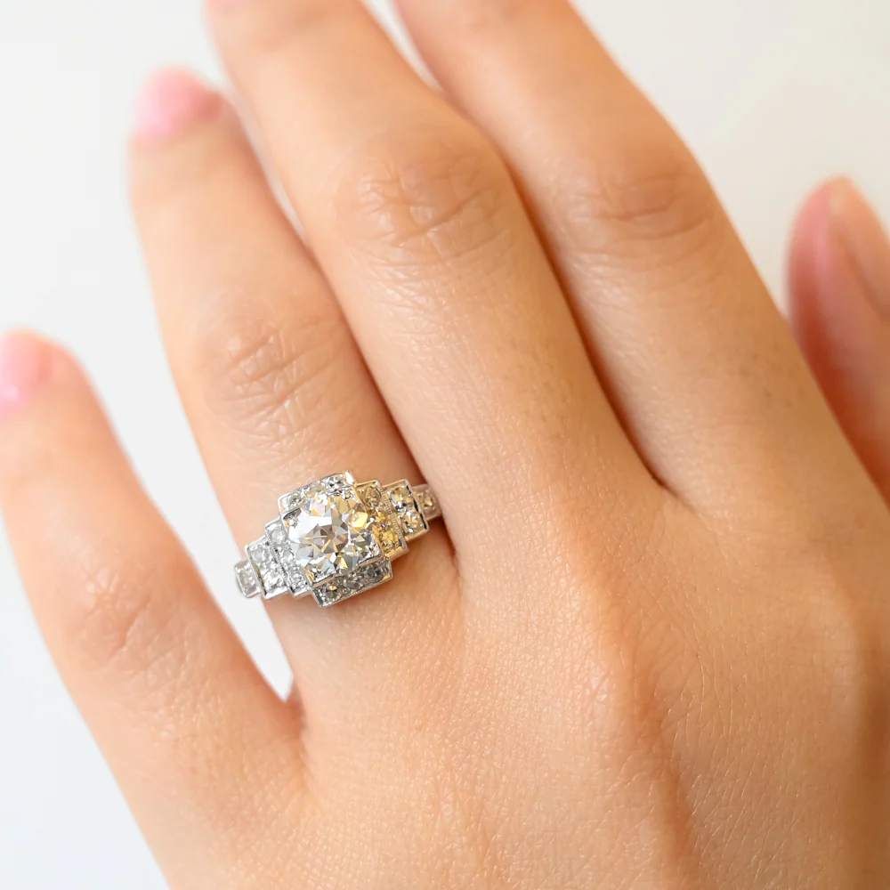 1.23 ct Old European Diamond Step Down Ring c.1950 - Image 2