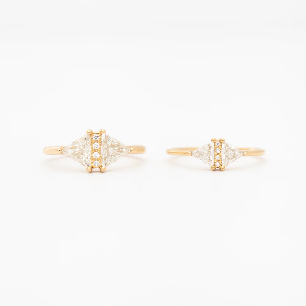 Large Vintage Diamond Triangle Ring - Image 4