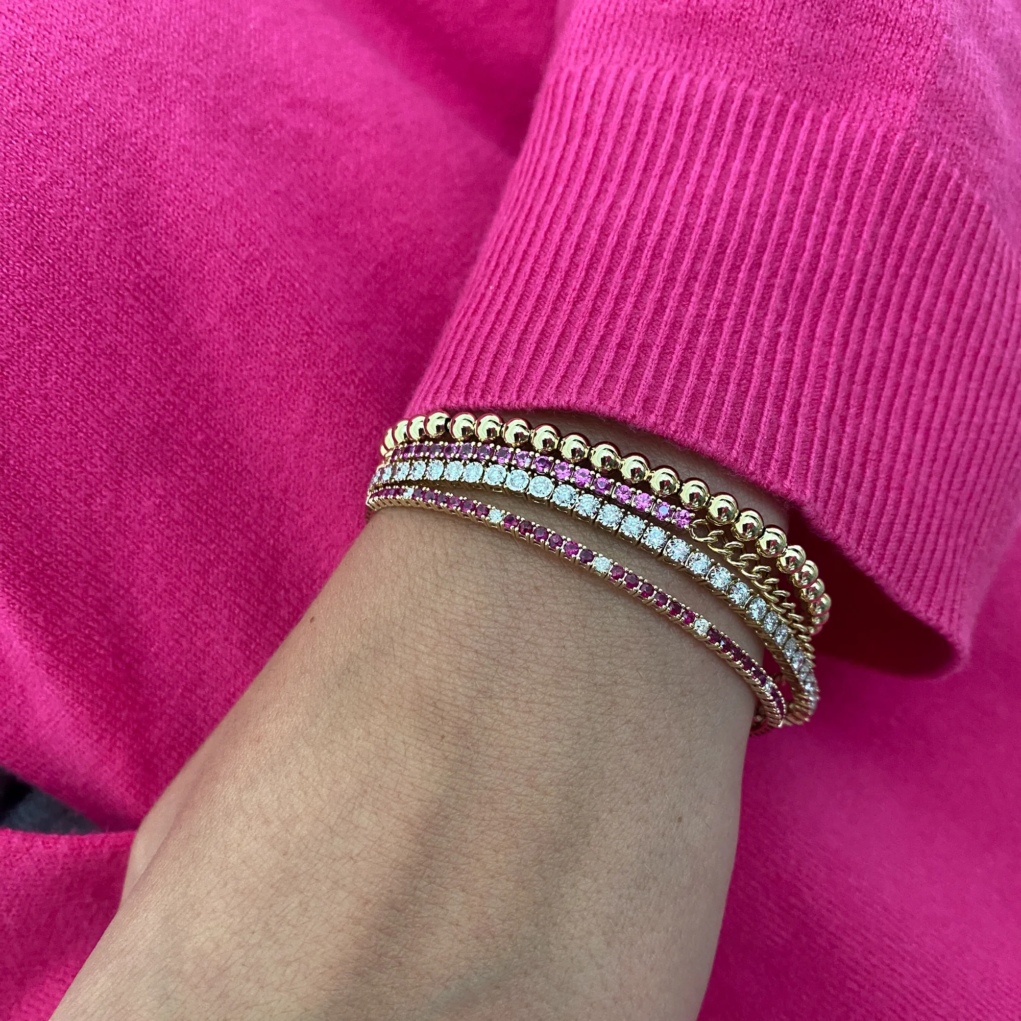 Ruby & White Diamond Flexible-Fit Bangle - Image 2