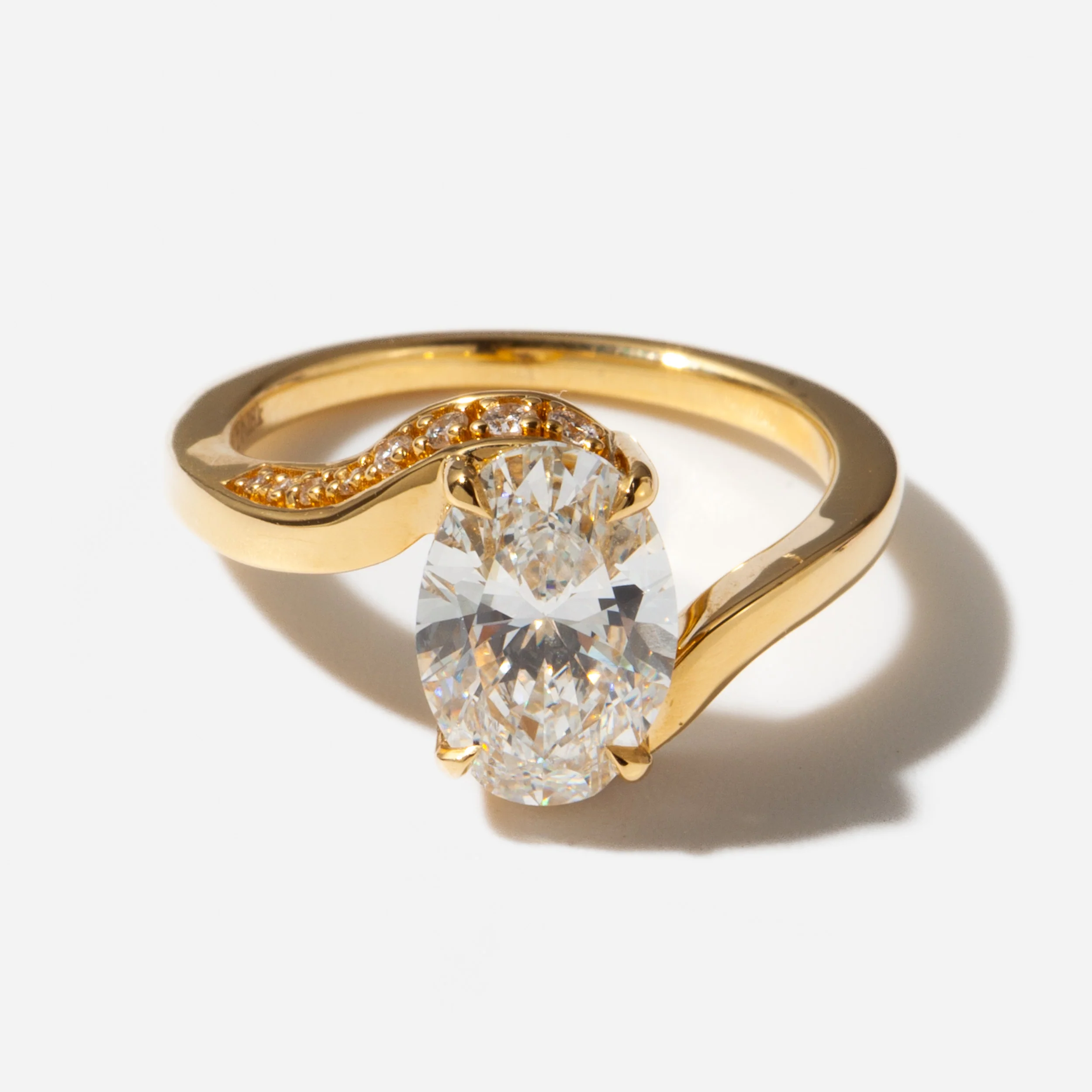 Cayan Oval Diamond Solitaire with Pavé - Image 7