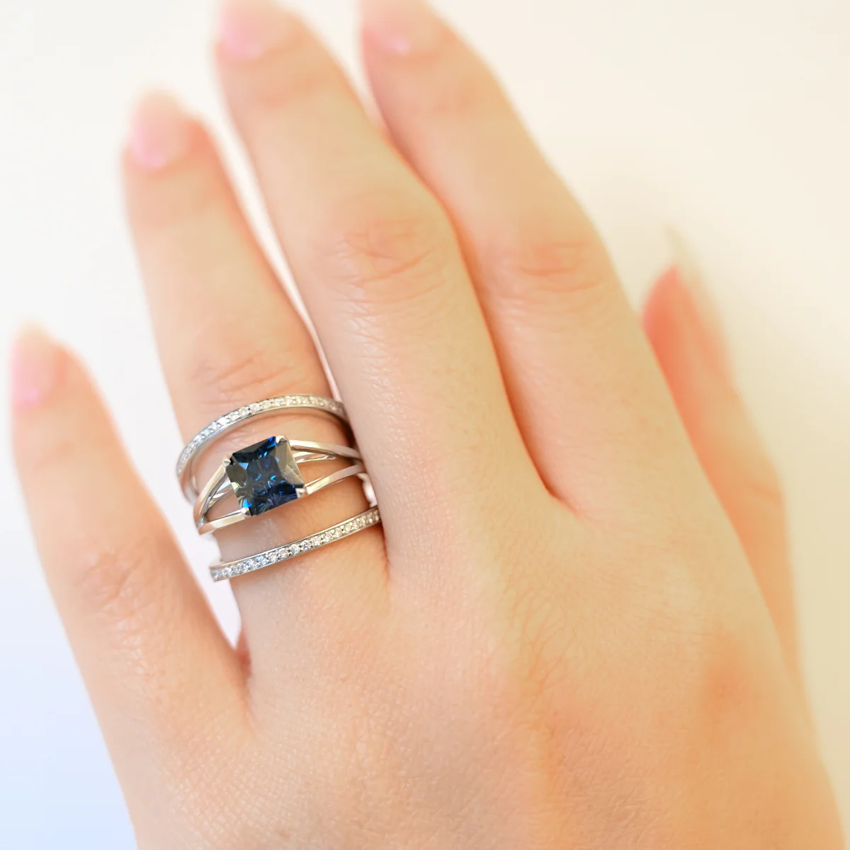 Nigerian Sapphire Centered & Acute Ring Set - Image 2