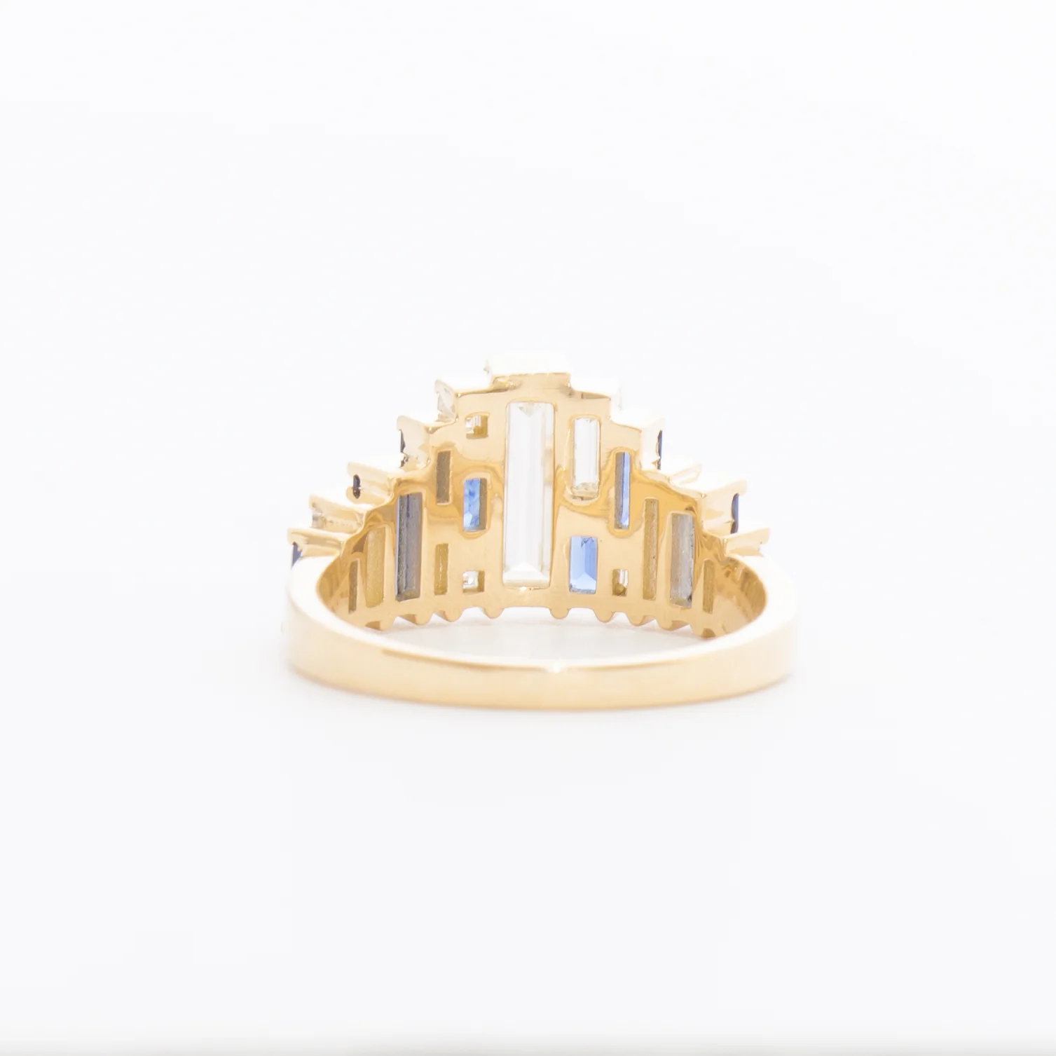 Baguette-Cut Sapphire and Diamond Tiara Ring - Image 3