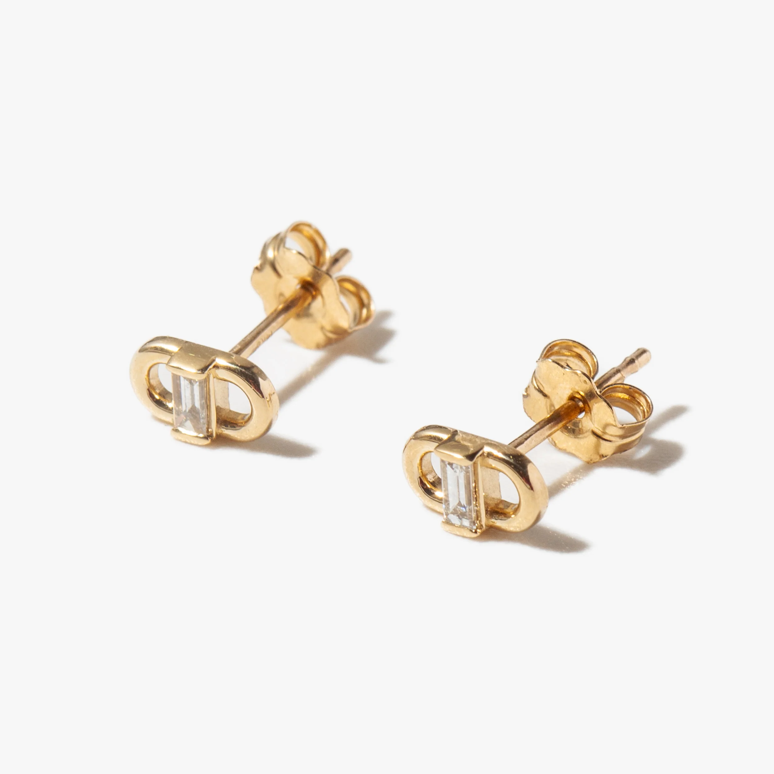 Baguette Diamond Open Link Studs - Image 3