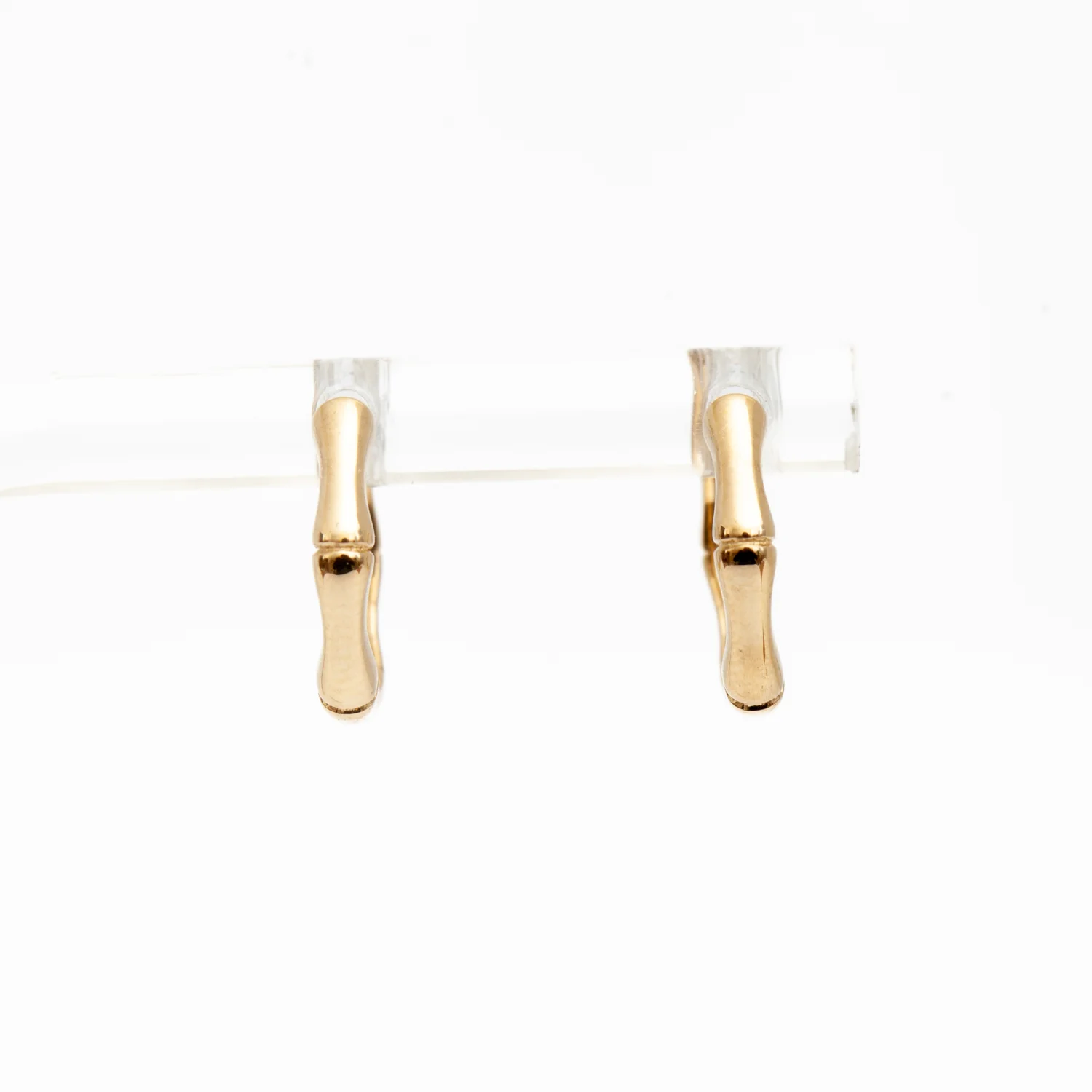 Bamboo Hinged Huggie Hoops - Image 3