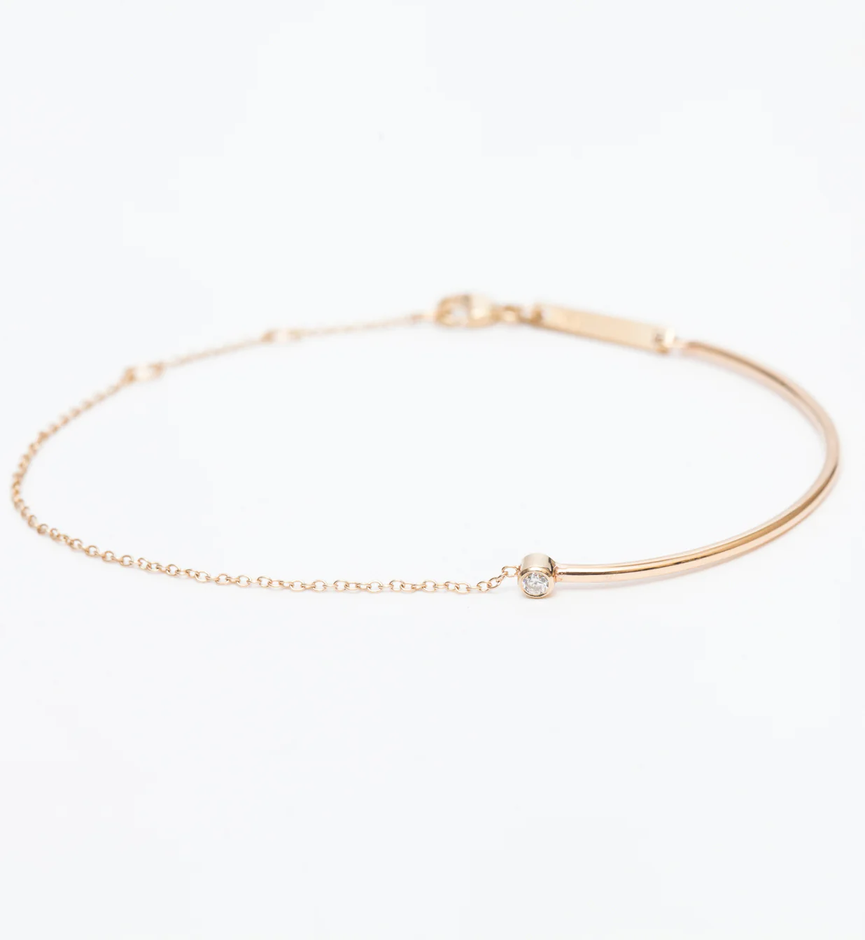 Diamond Bezel Mixed Wire & Chain Bracelet