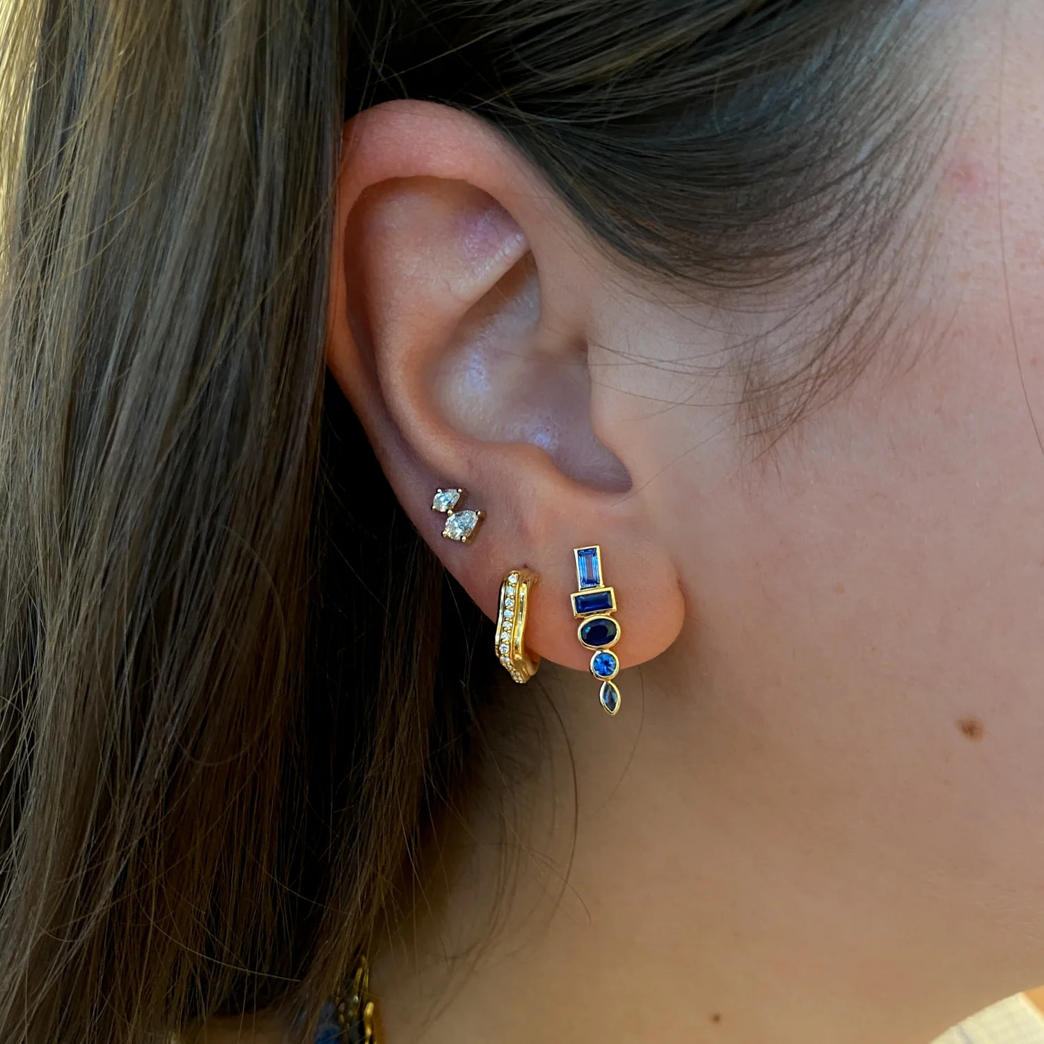 Blue Sapphire Totem Studs - Image 2