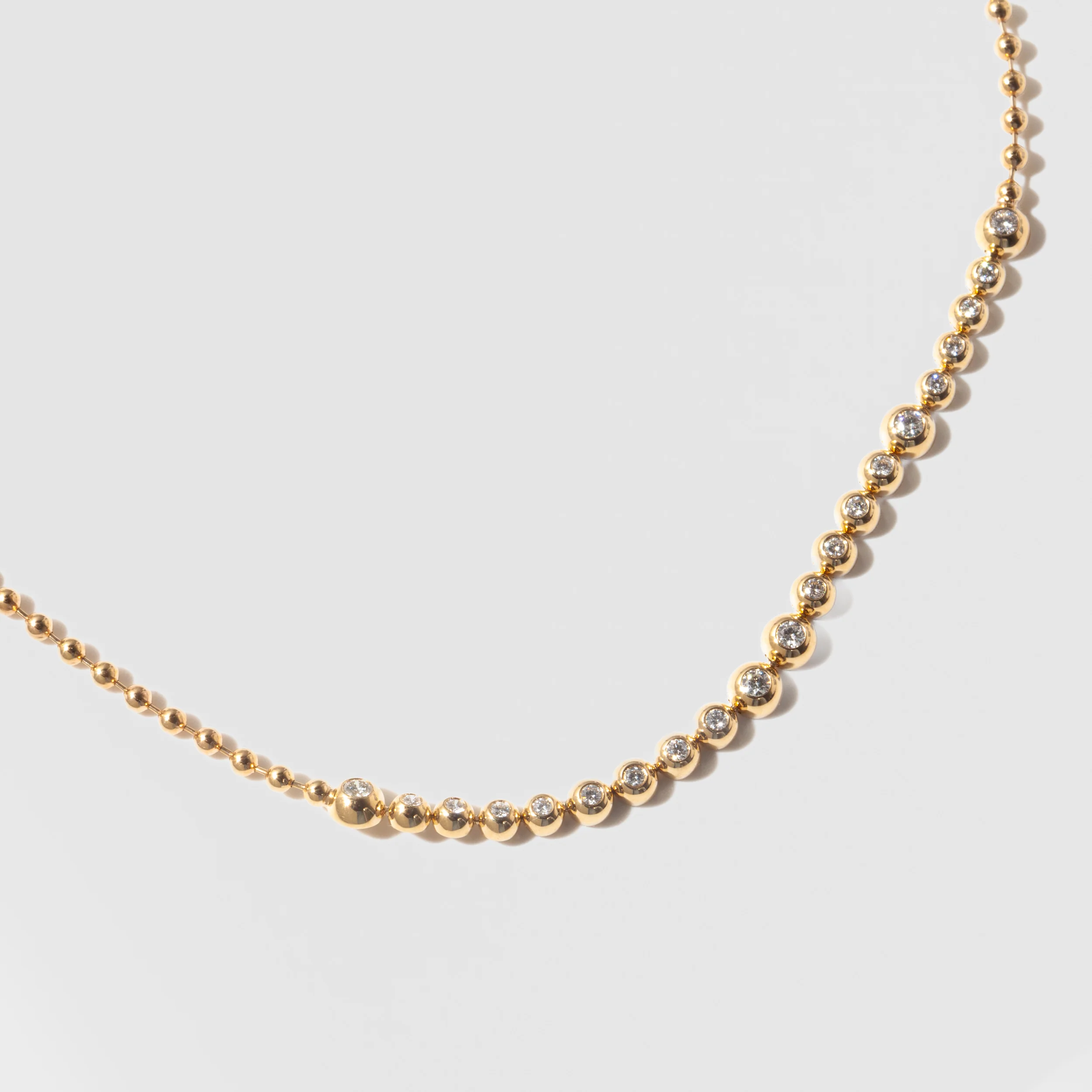 Bubble Diamond Segment Ball Chain Necklace