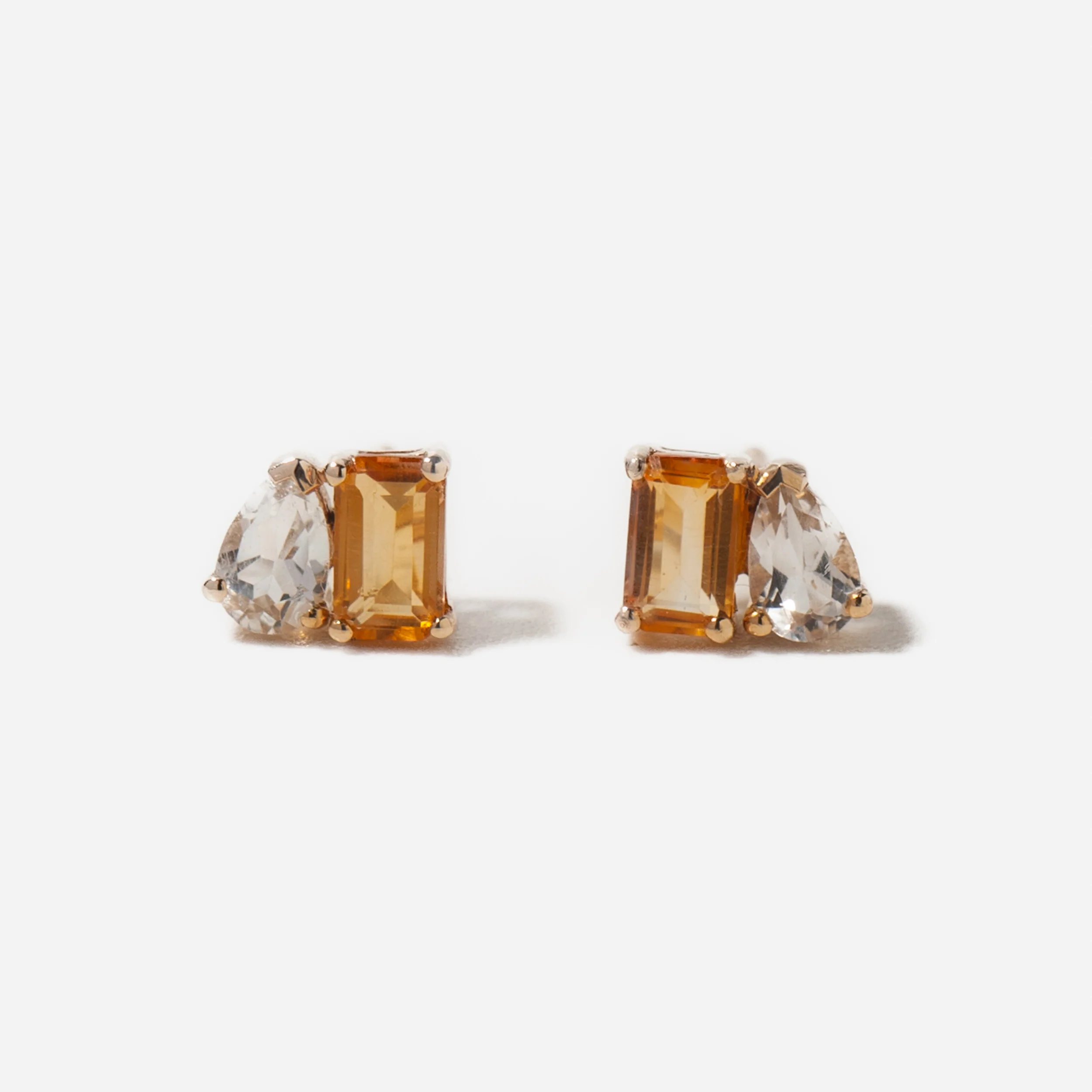 Citrine & White Topaz Two-Stone Studs
