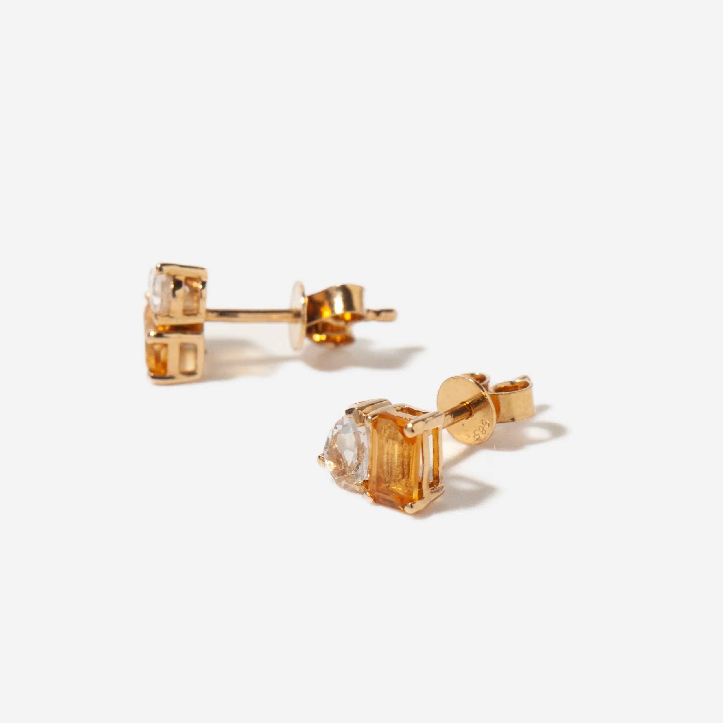 Citrine & White Topaz Two-Stone Studs - Image 3