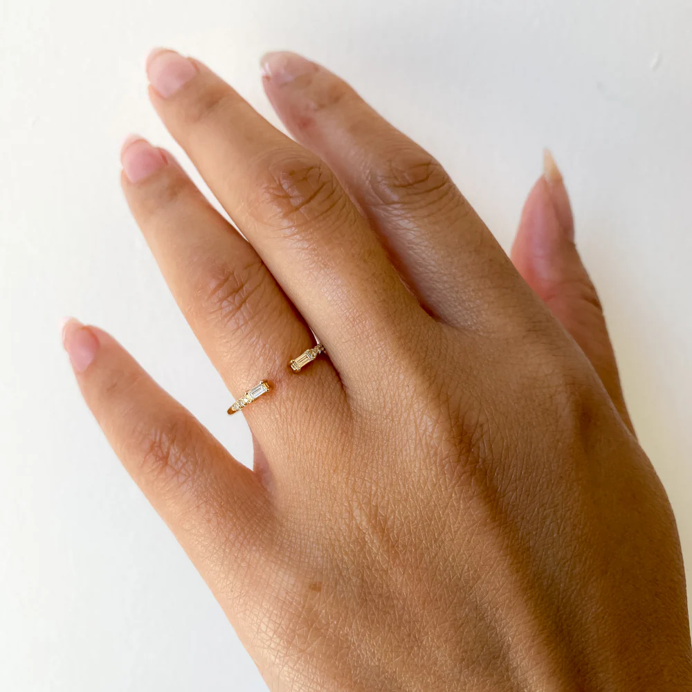 Diamond Baguette Equilibrium Cuff Ring - Image 3