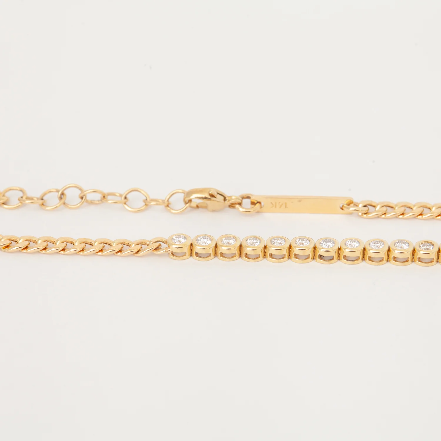 Diamond Bezel Tennis Segment Curb Chain Bracelet - Image 3