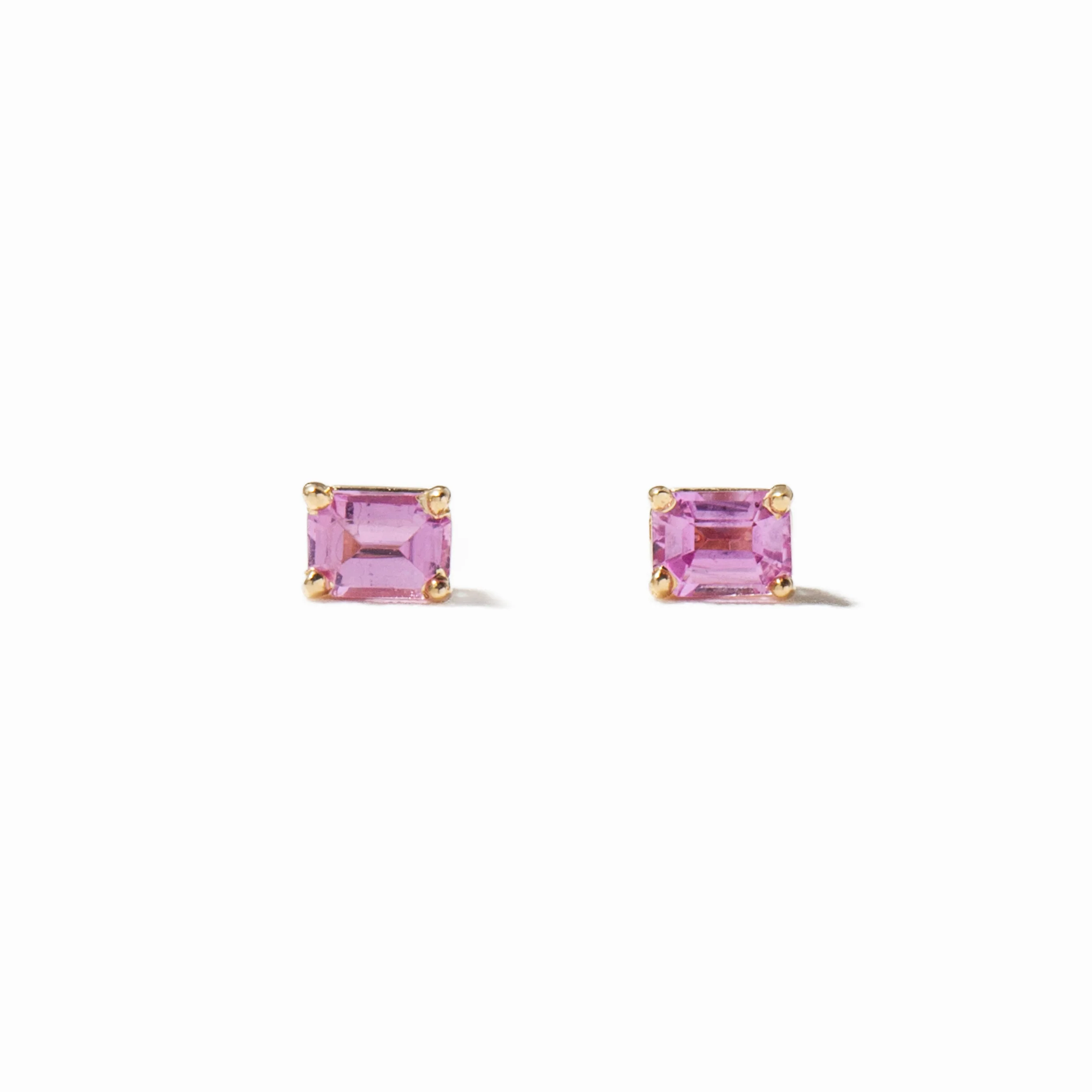 Emerald-Cut Pink Sapphire Studs