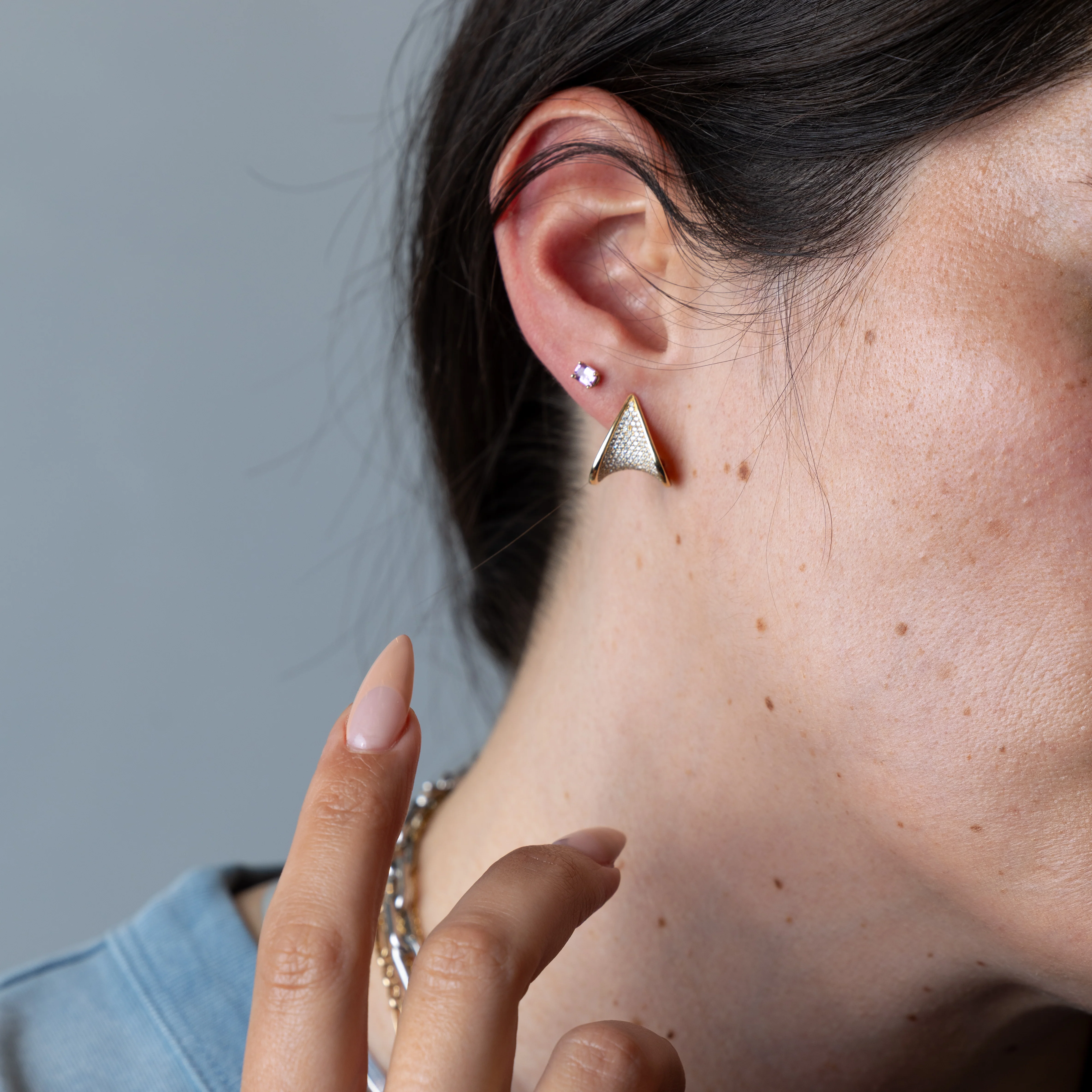 Emerald-Cut Pink Sapphire Studs - Image 2