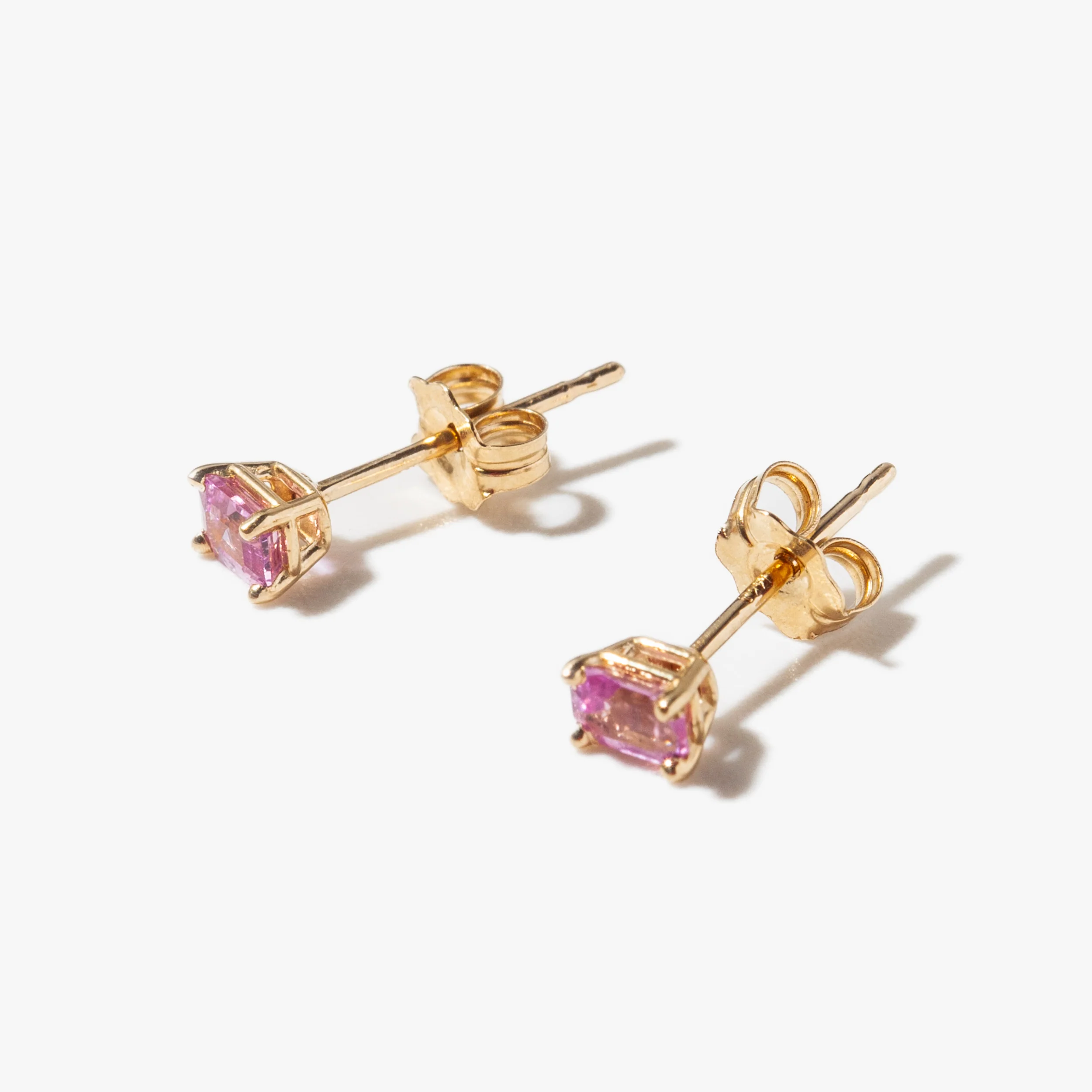 Emerald-Cut Pink Sapphire Studs - Image 3