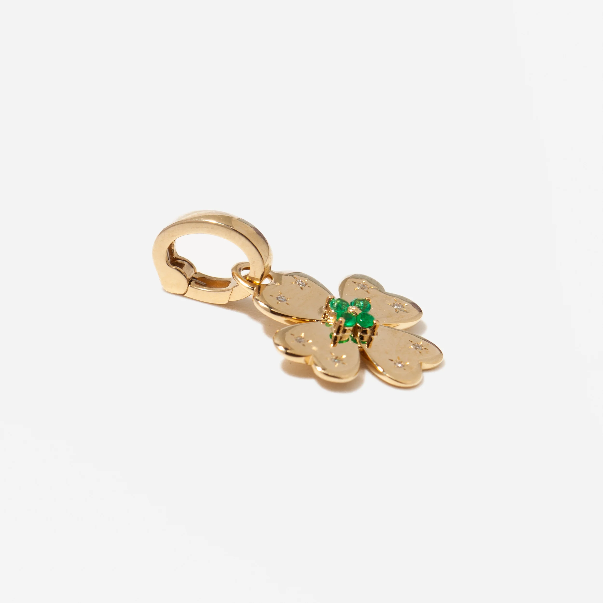 Emerald + Diamond Clover Hinged Charm - Image 3