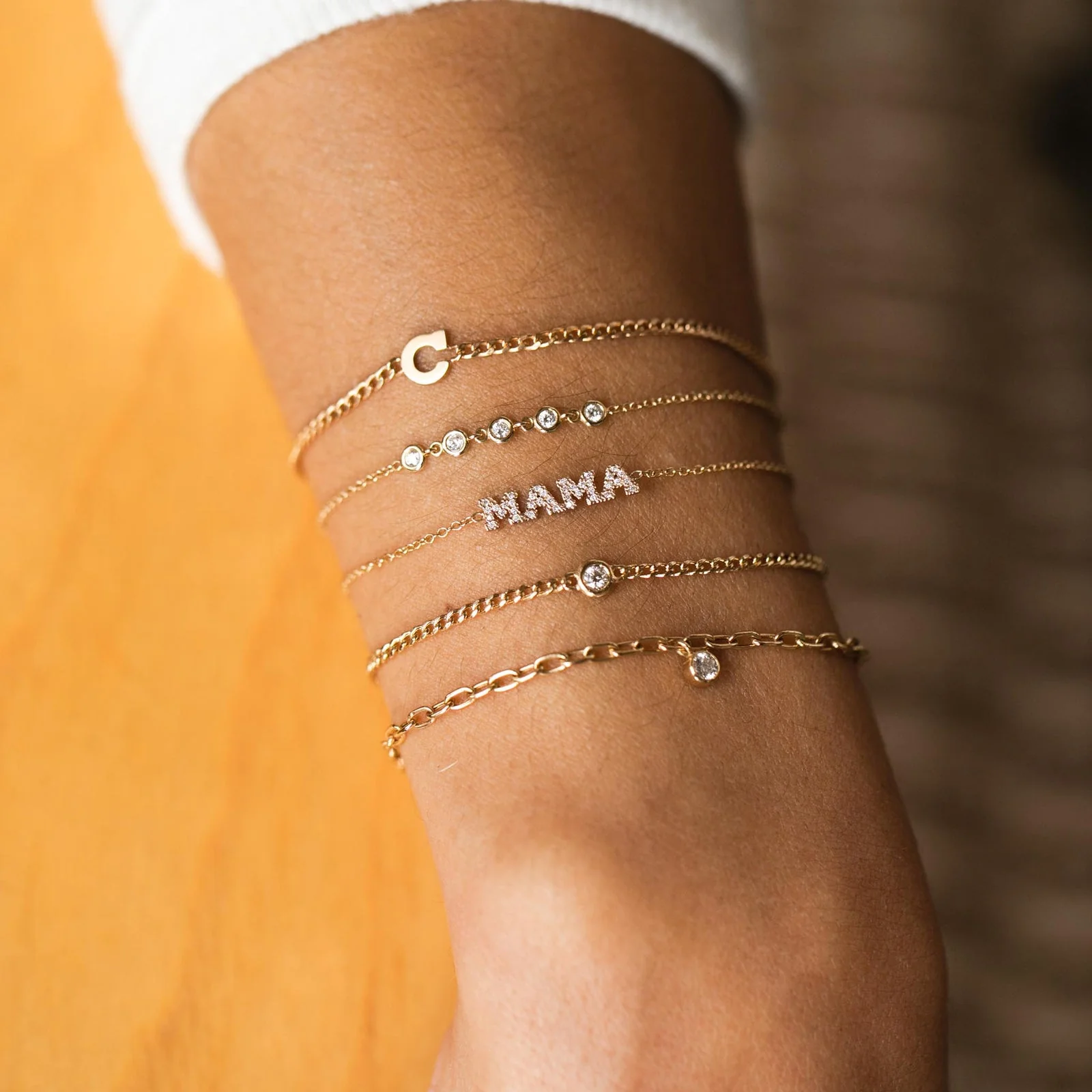 Five Linked Floating Diamonds Bracelet - Image 2
