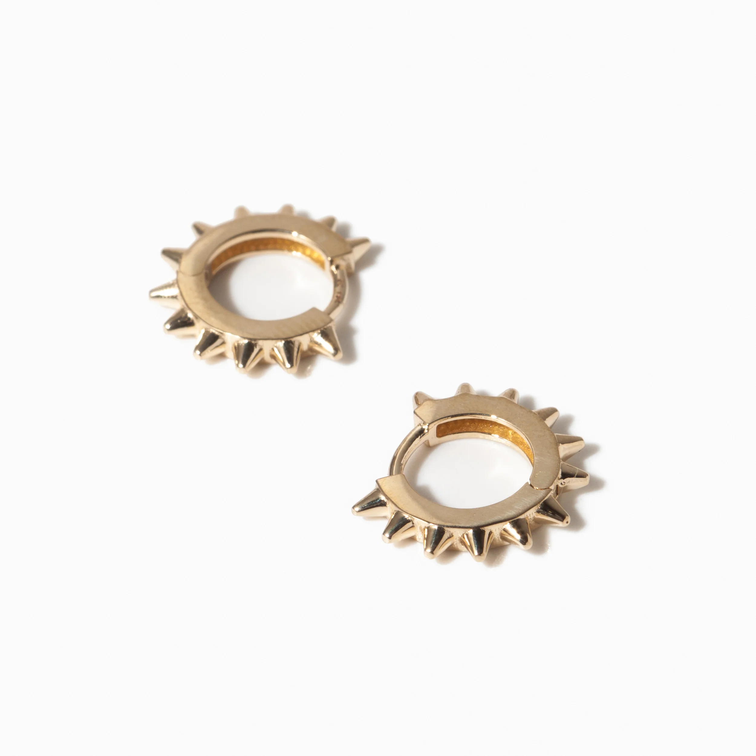 Gold Spiked Hinge Huggie Hoops