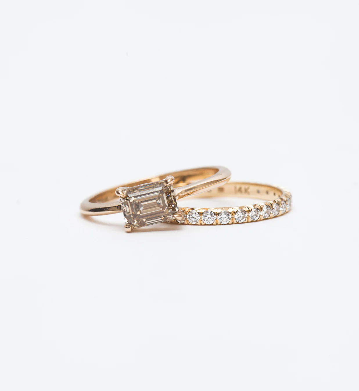 Yellow Gold & White Diamond 2 mm Attelage French-Cut Pavé Band - Image 4