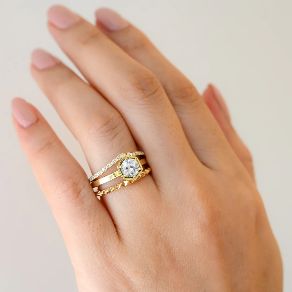 Hexagon Solitaire Ring - Image 2