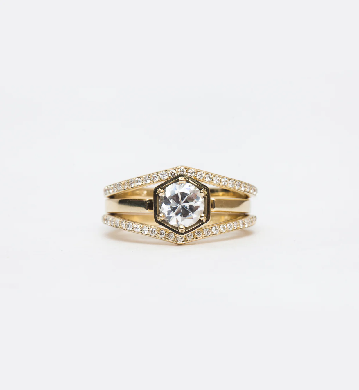 Hexagon Solitaire Ring - Image 5