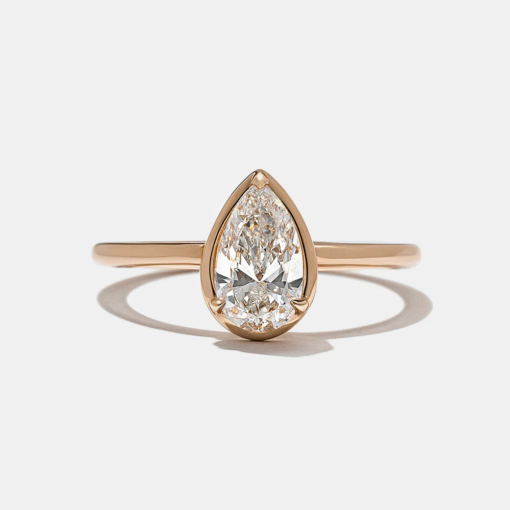 Jackson Pear Solitaire in Rose Gold