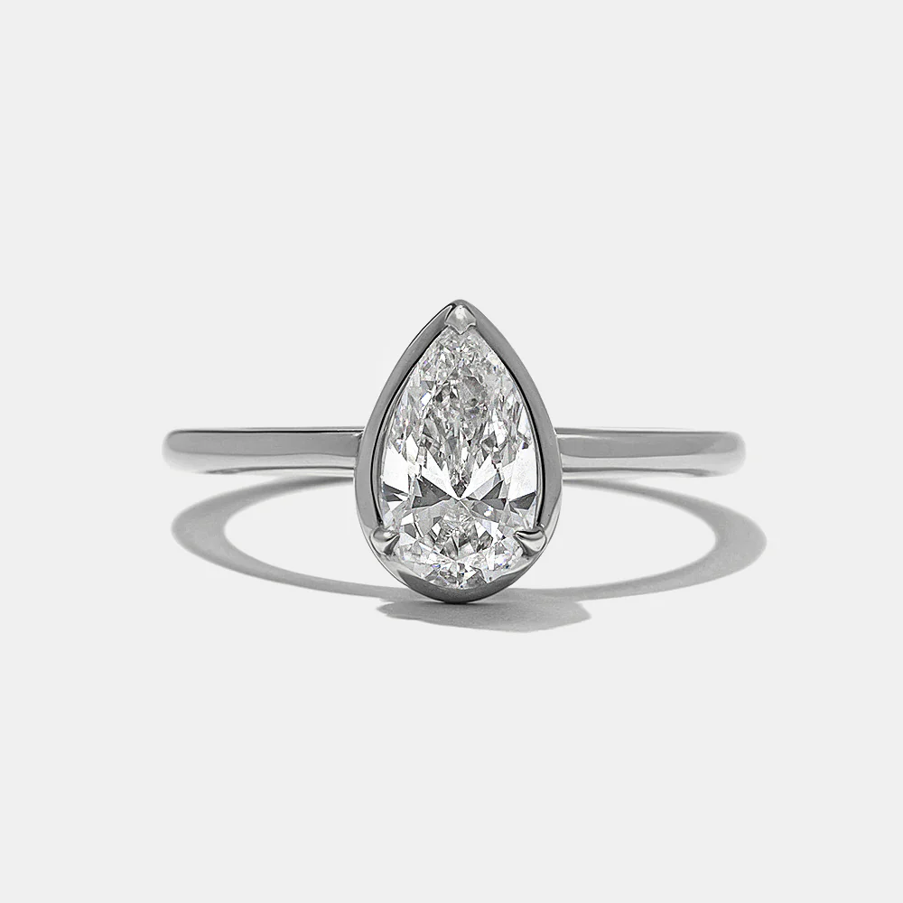 Jackson Pear Solitaire in White Gold