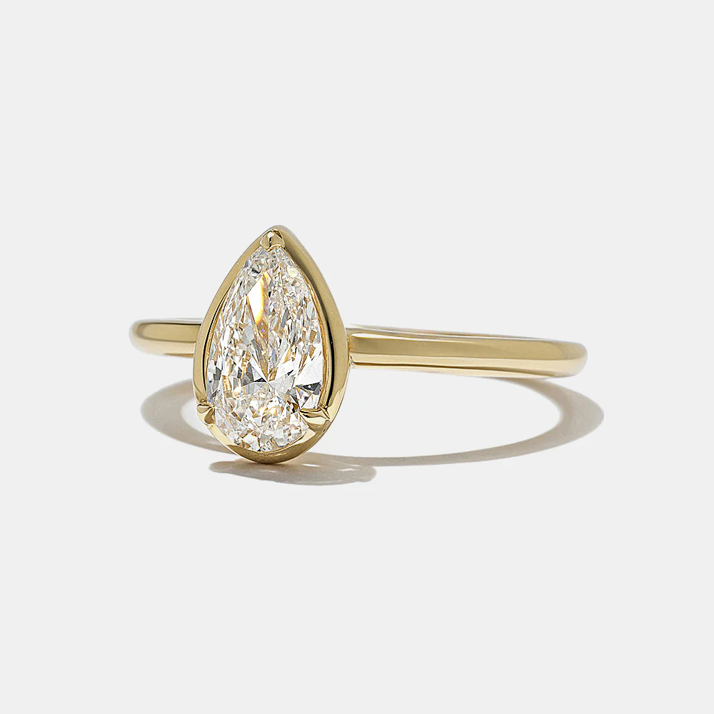 Jackson Pear Solitaire in Yellow Gold - Image 3