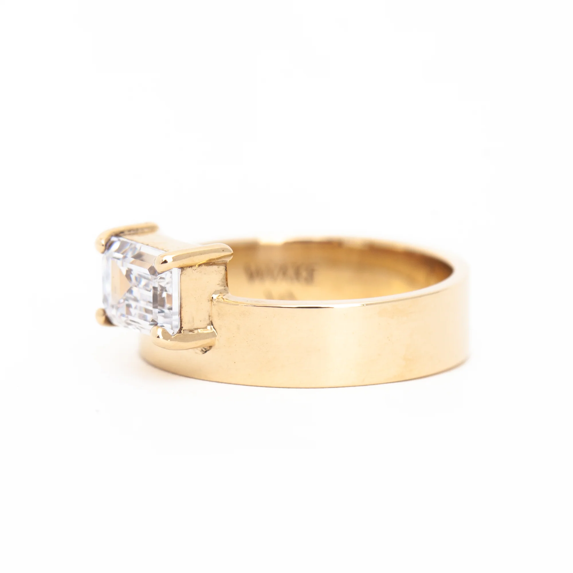Large Horizontal Emerald-Cut Diamond Monolith Ring - Image 3