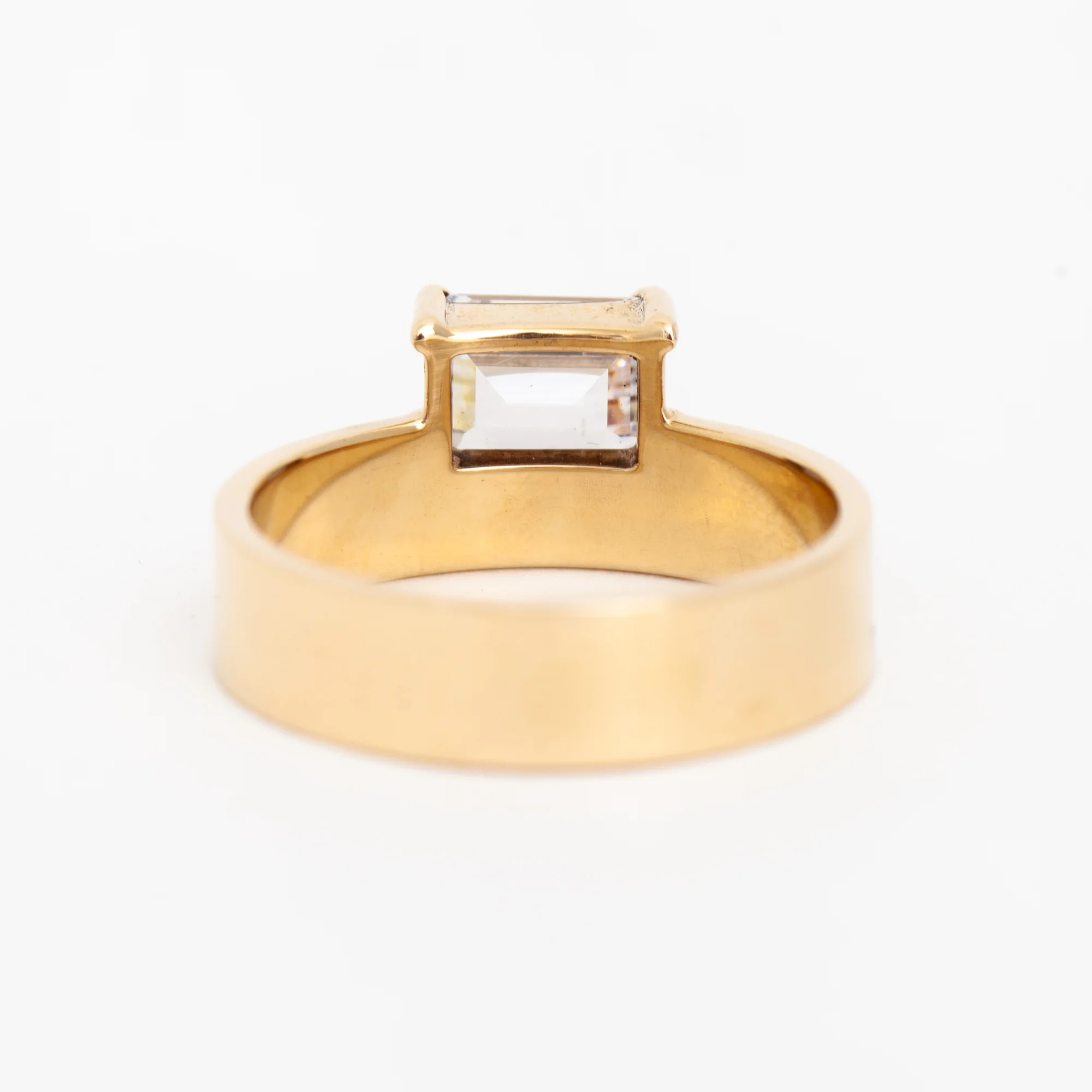 Large Horizontal Emerald-Cut Diamond Monolith Ring - Image 4