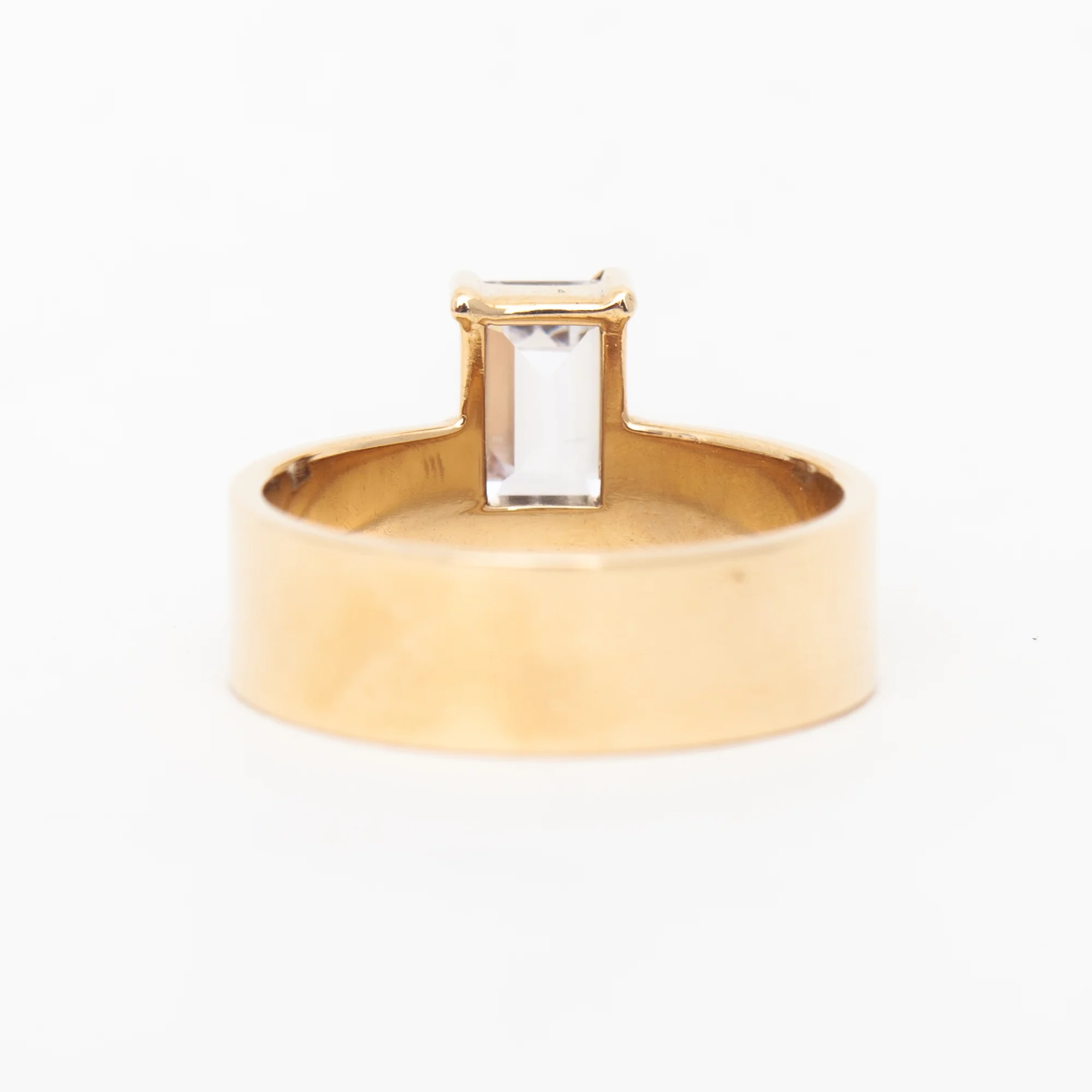 Large Vertical Emerald-Cut Diamond Monolith Ring - Image 4