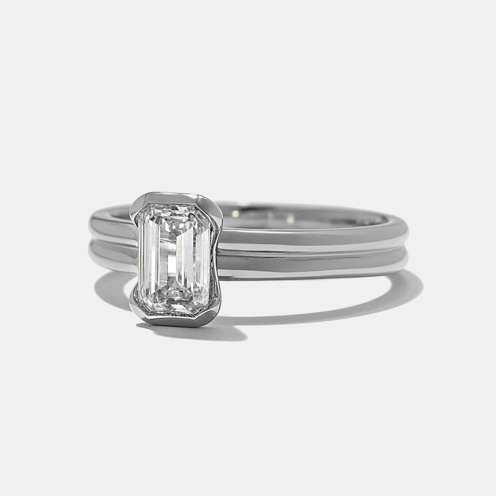 Larkin Emerald-Cut Solitaire in Platinum - Image 3