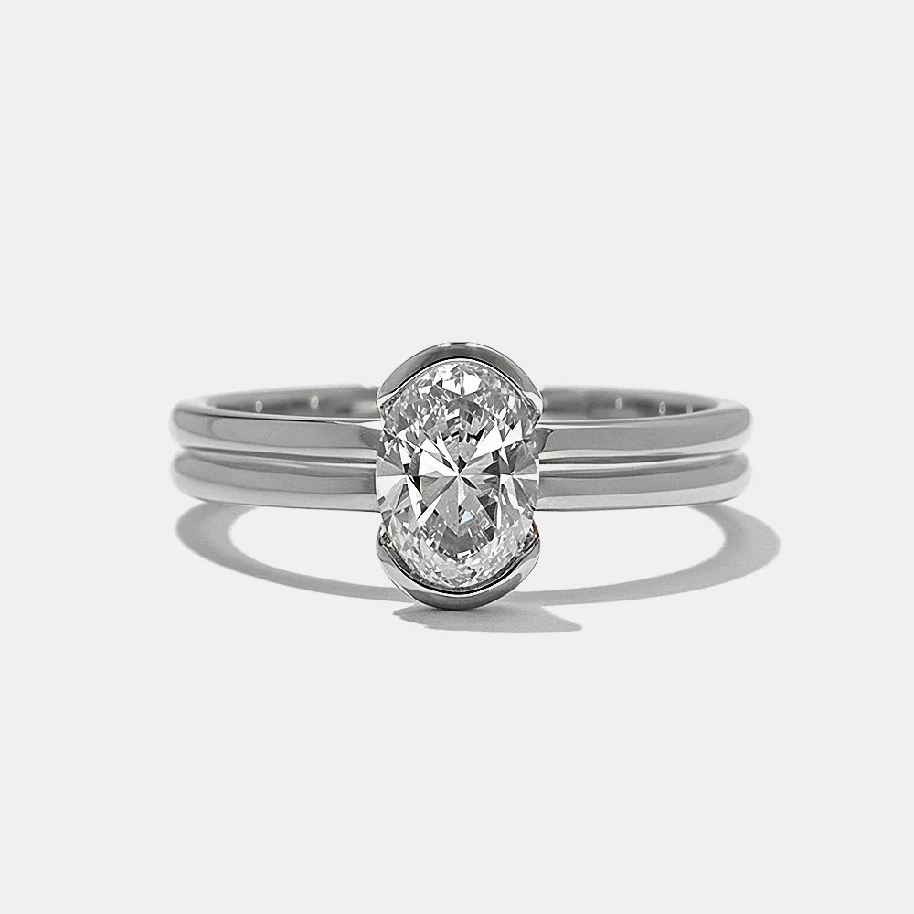 Larkin Oval Solitaire in White Gold