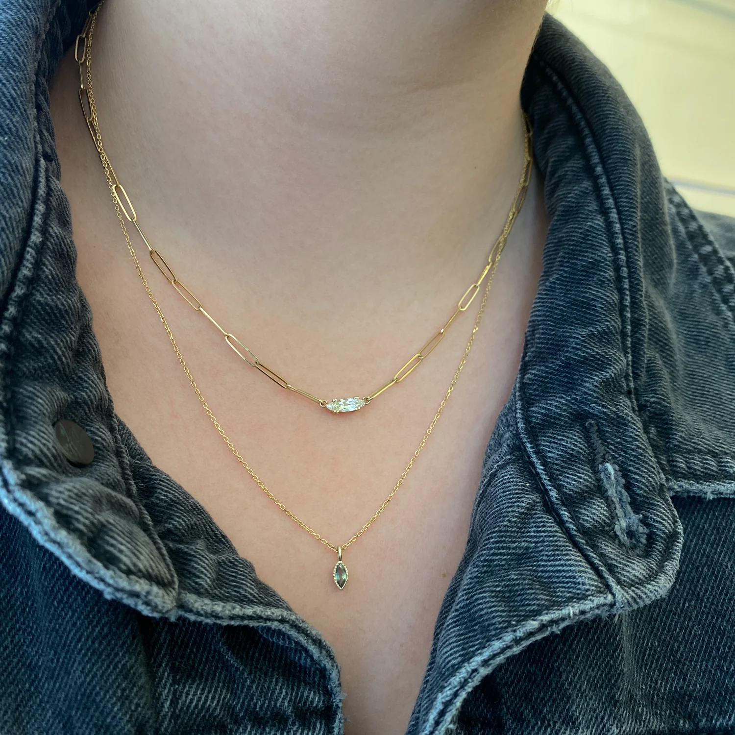 Marquise Green Sapphire Wisp Necklace - Image 2