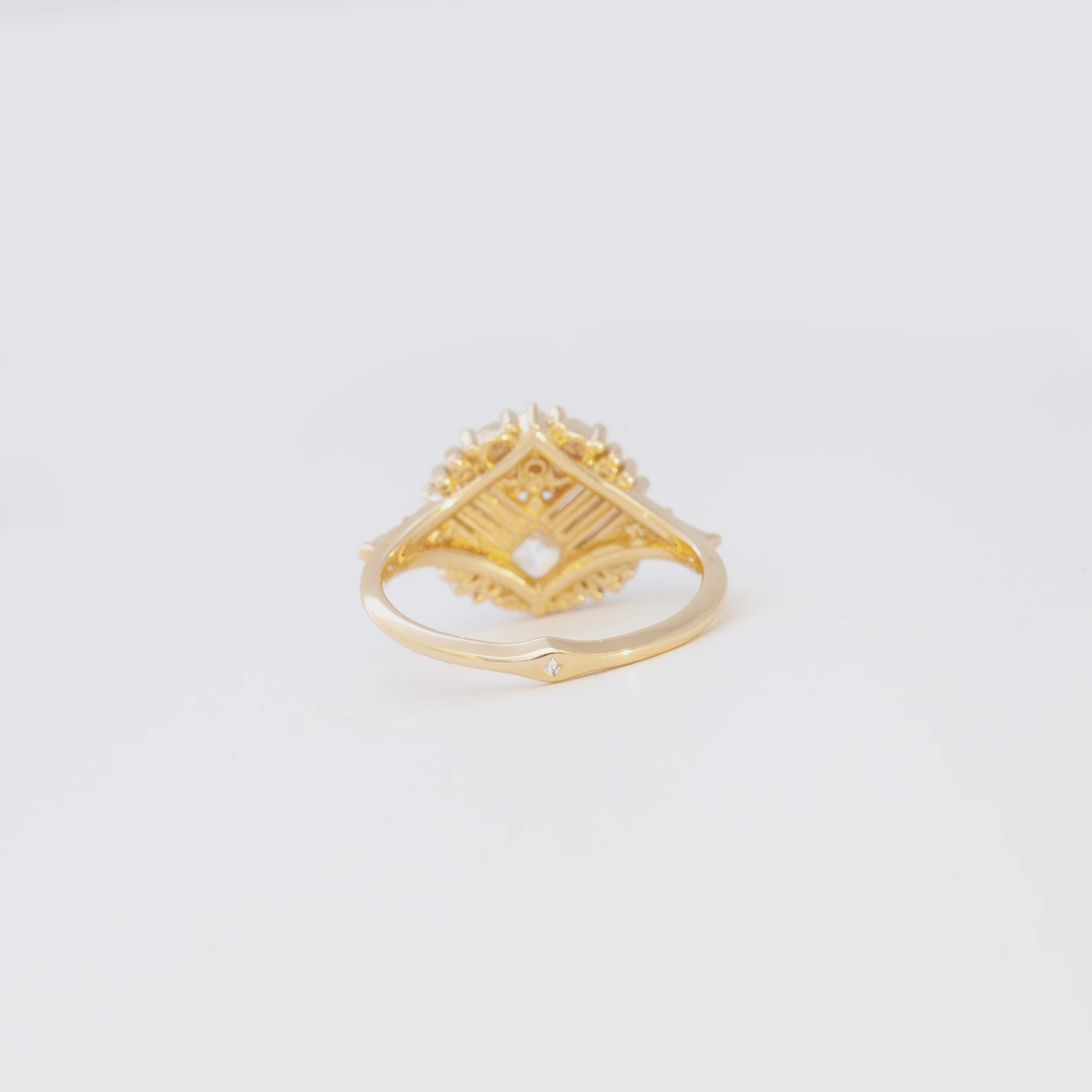 Mirrored Cluster Ring with Asscher Cut Diamond - Image 4