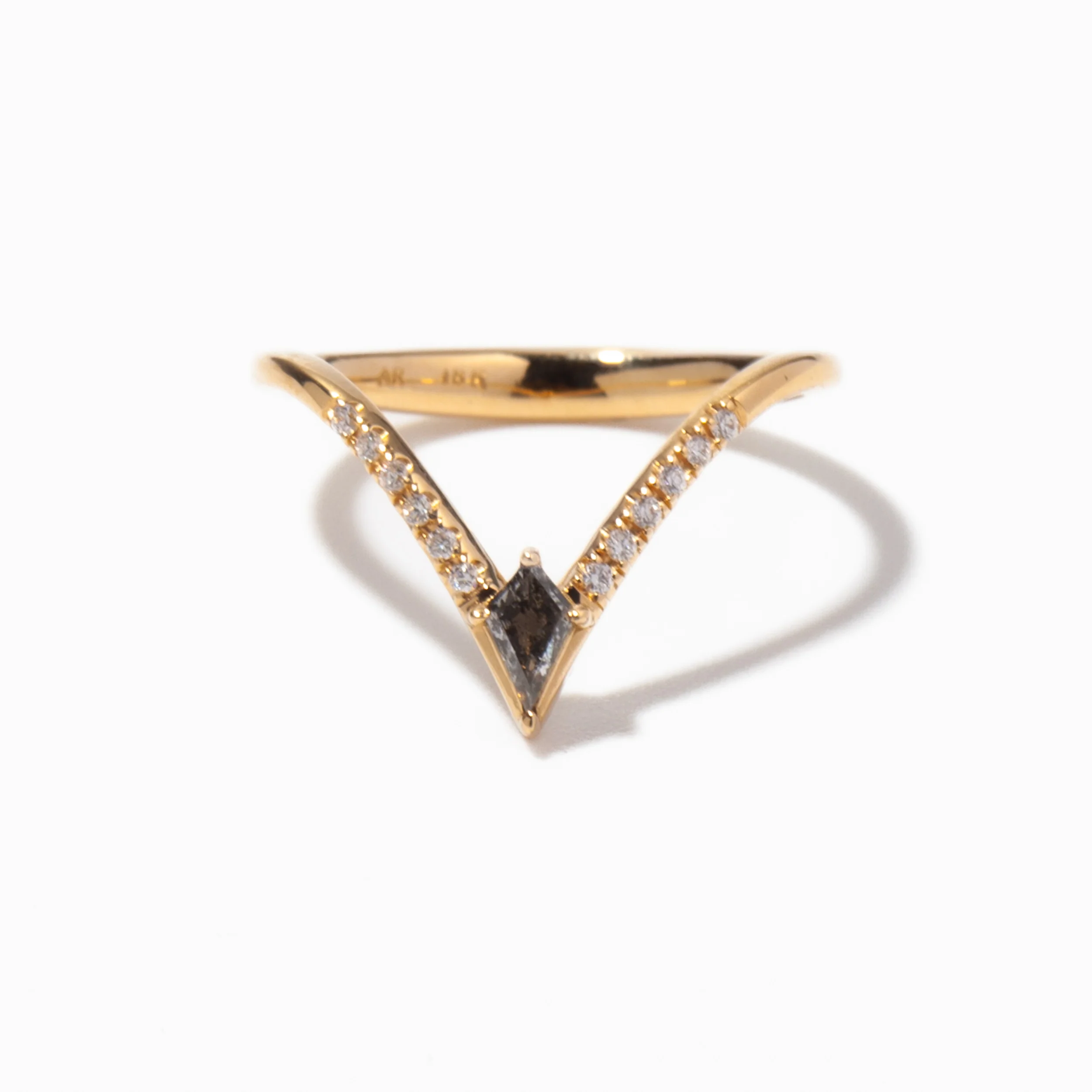 Nesting Kite Diamond Wedding Ring with a Pave Diamond Band