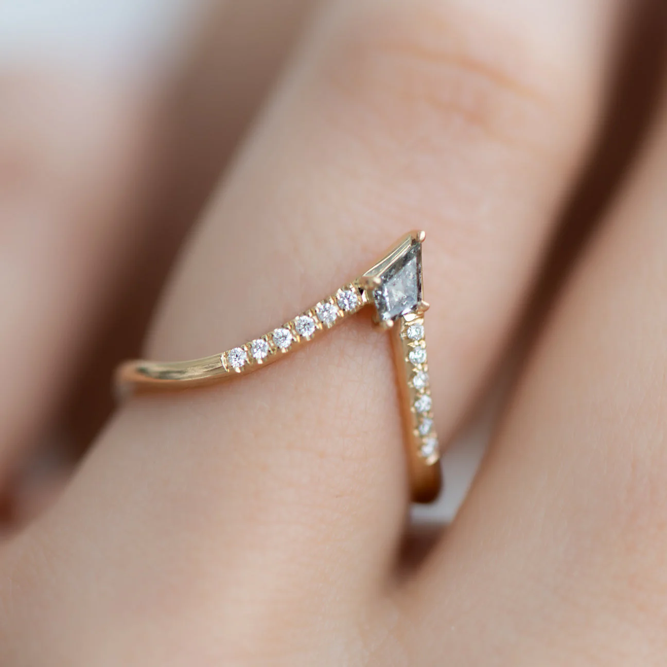 Nesting Kite Diamond Wedding Ring with a Pave Diamond Band - Image 6