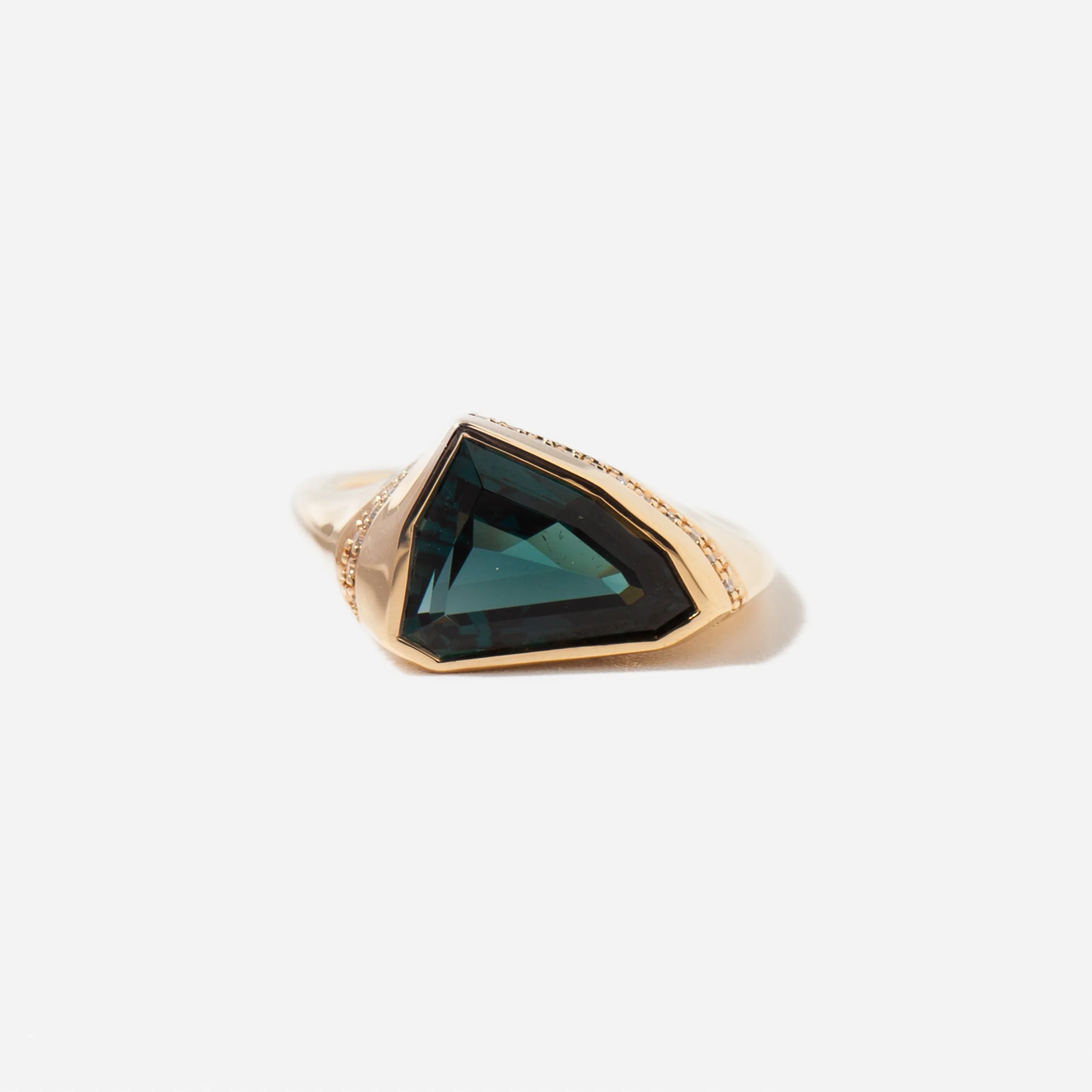 One-of-a-Kind Nebula Teal Spinel & Diamond Statement Ring - Image 4