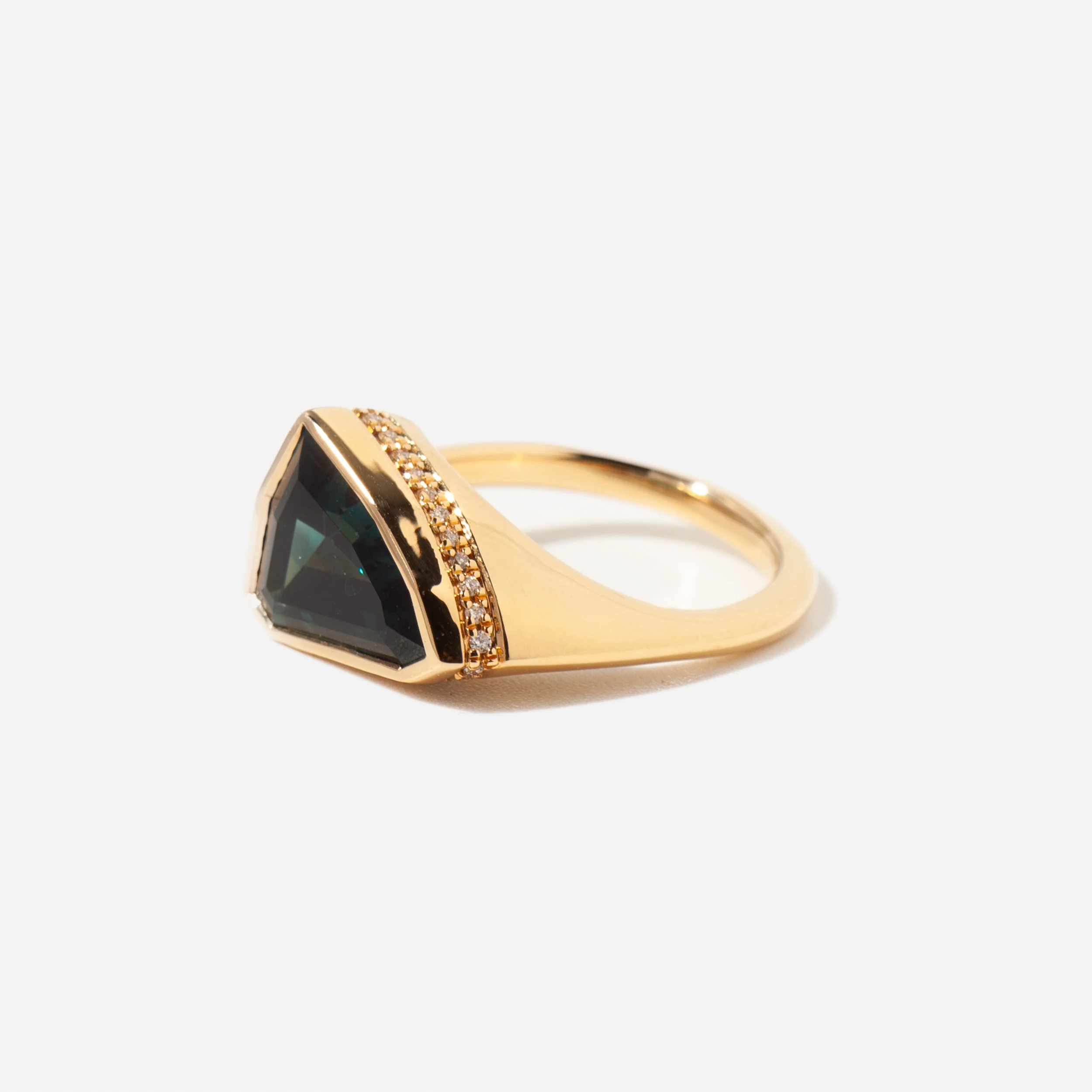 One-of-a-Kind Nebula Teal Spinel & Diamond Statement Ring - Image 5