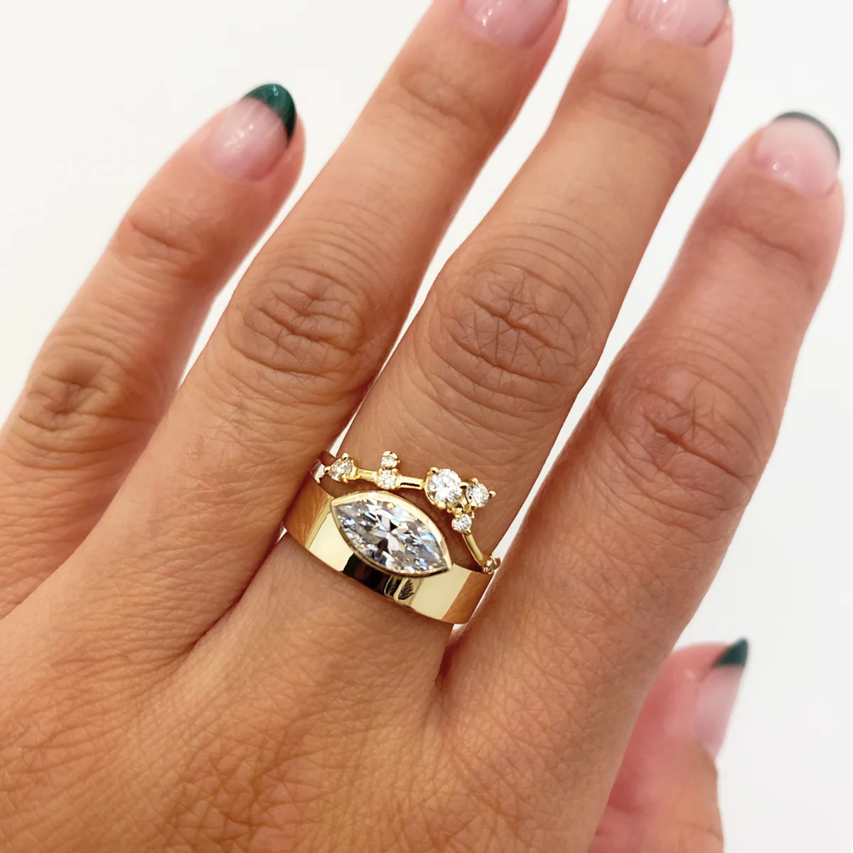 Organic Triangle Brilliant Cut Diamond Ring - Image 2