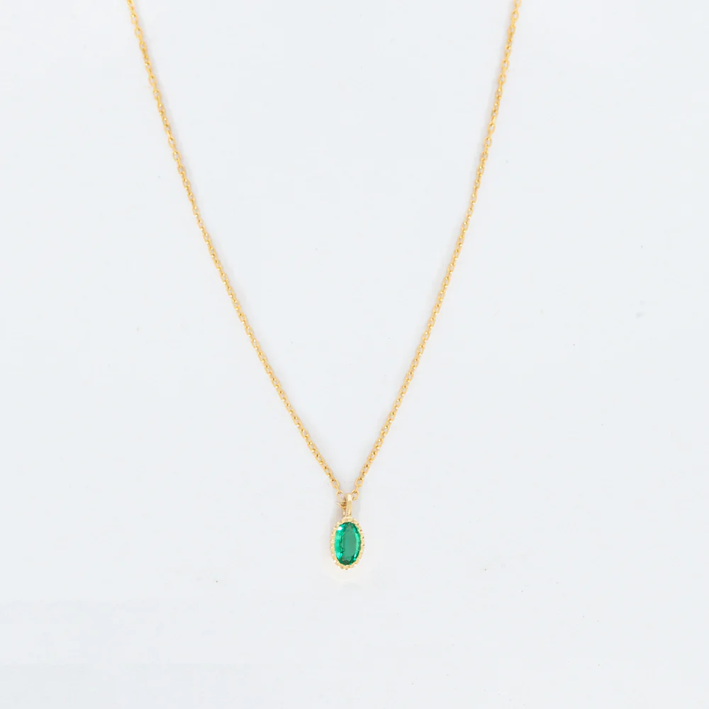 Oval Emerald Wisp Necklace