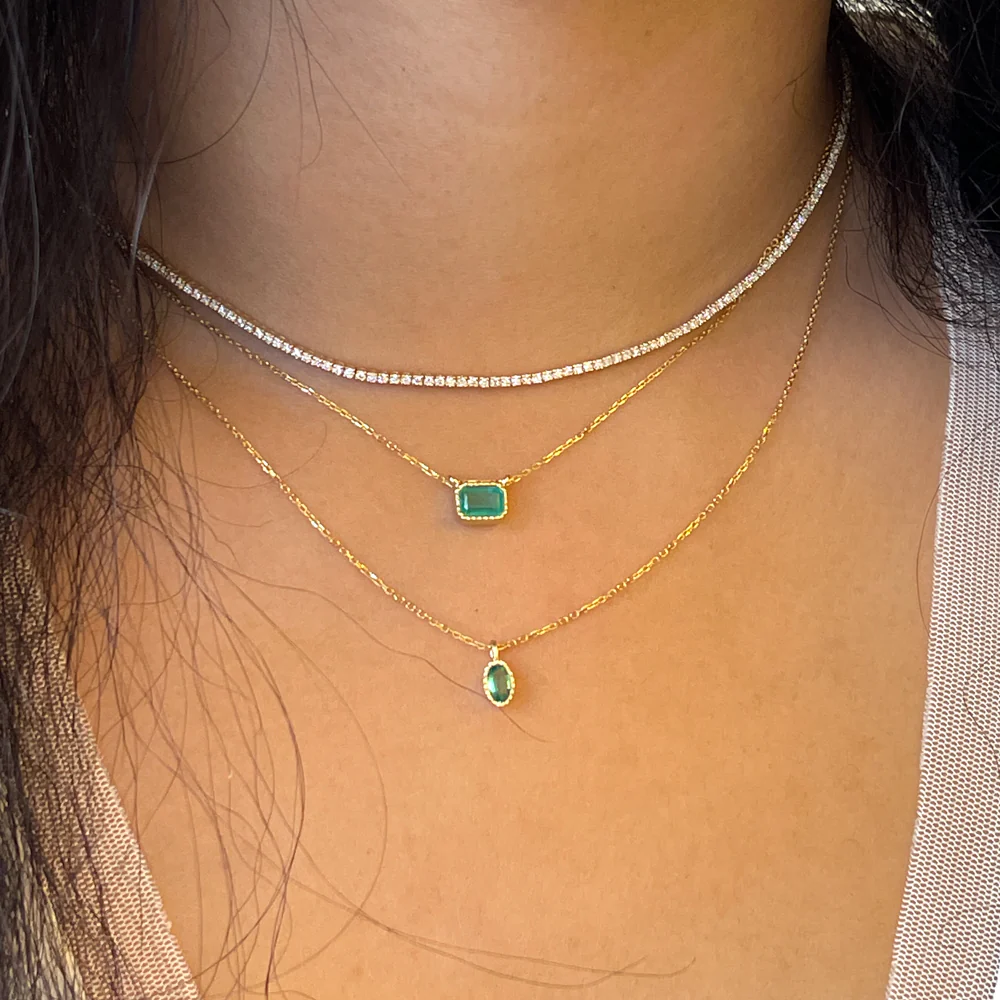 Oval Emerald Wisp Necklace - Image 2