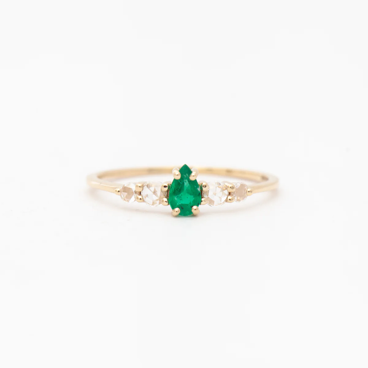 Pear Emerald Bellatrix Ring