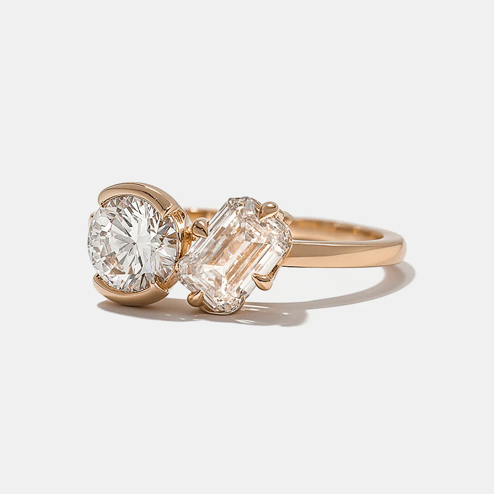 Polk Round and Emerald-Cut in Rose Gold - Image 3
