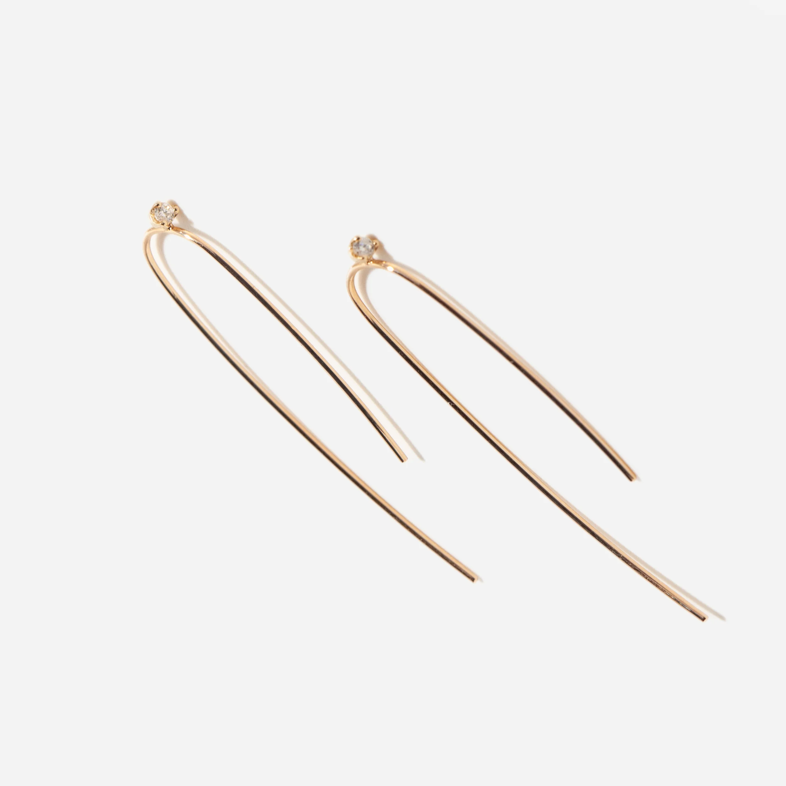 Prong-set Diamond Wire Thread Thru Earrings