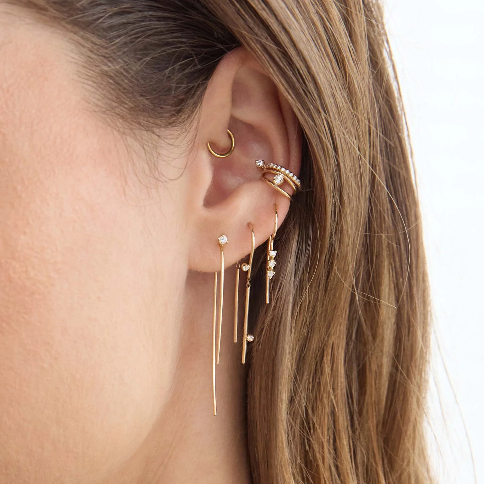 Prong-set Diamond Wire Thread Thru Earrings - Image 3