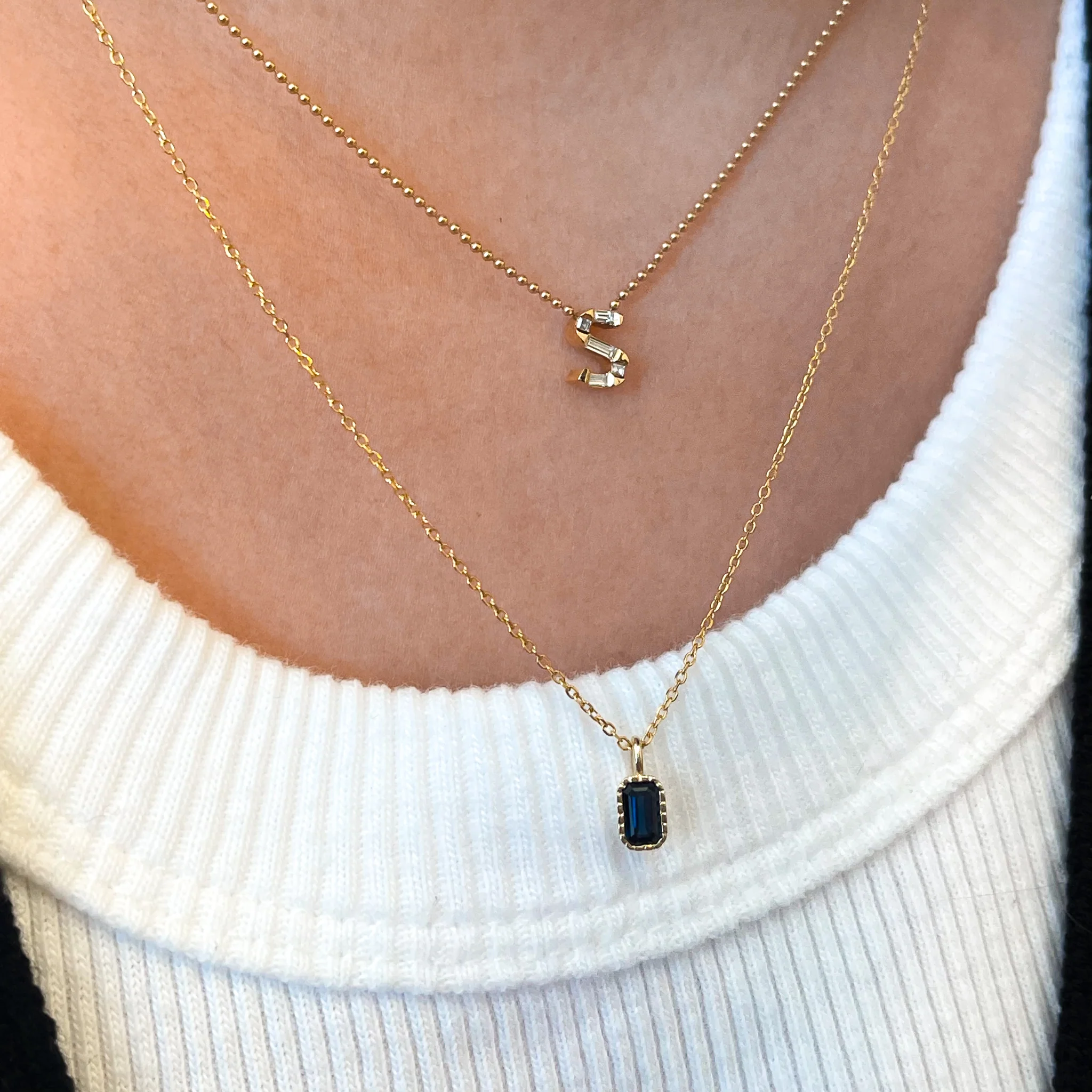 Custom Personalized Initial Diamond Necklace - Image 2