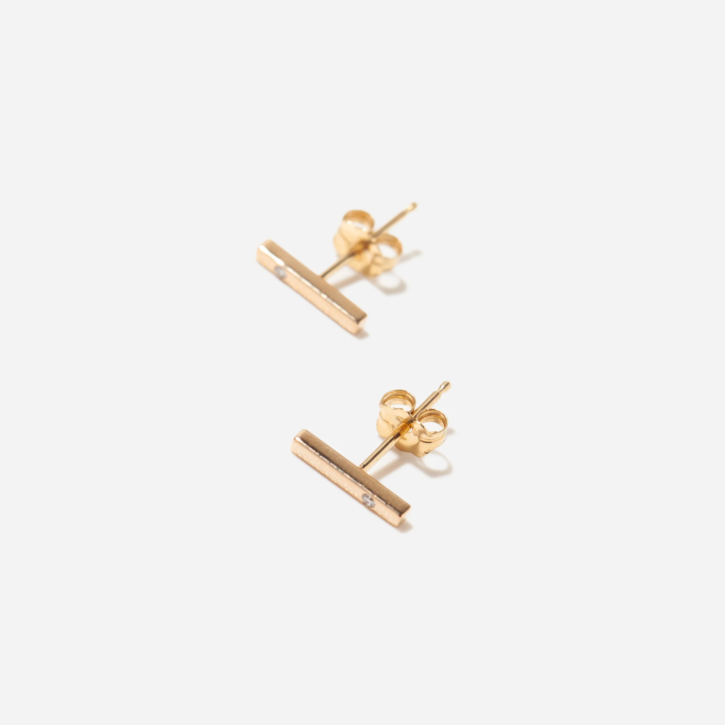 Single Diamond Thin Bar Studs - Image 2