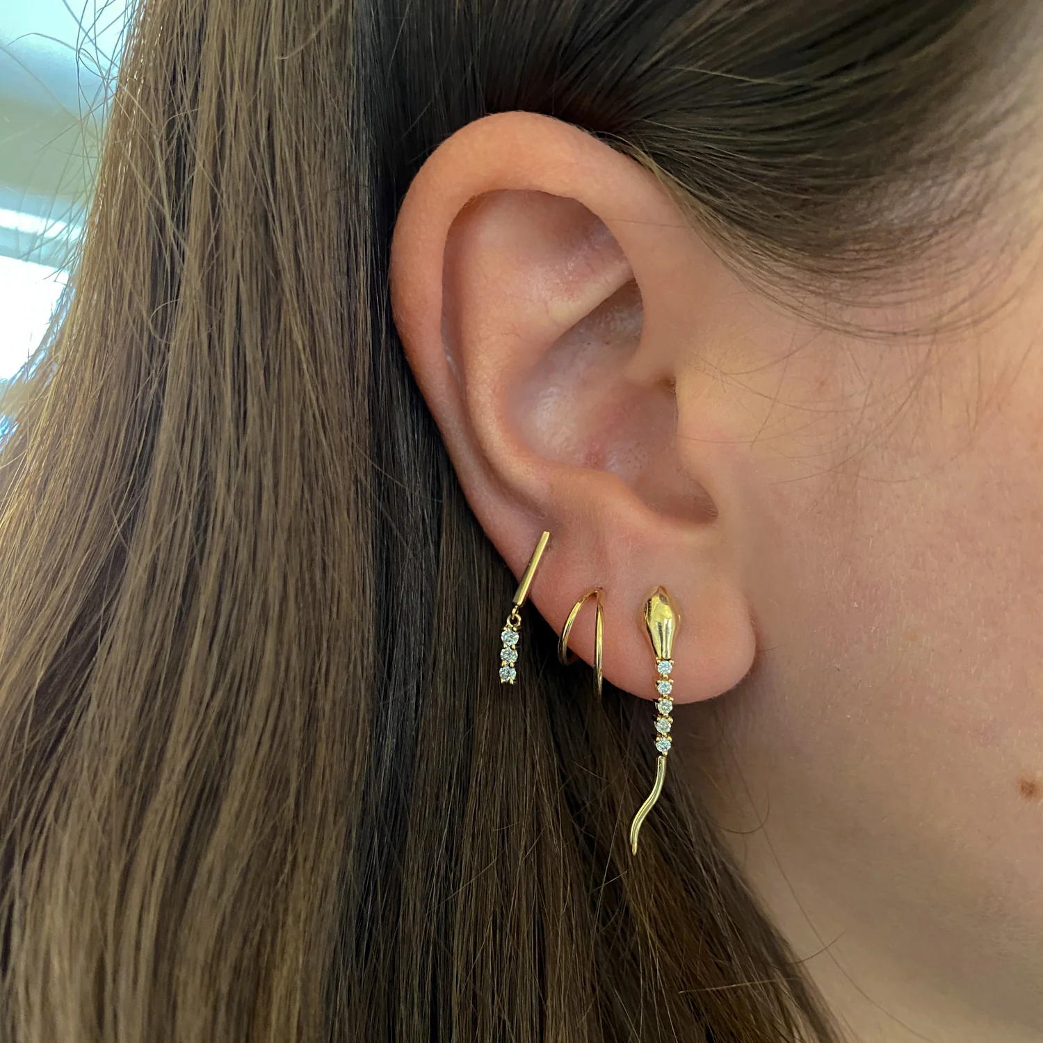 Snake Diamond Tennis Earrings - Image 2